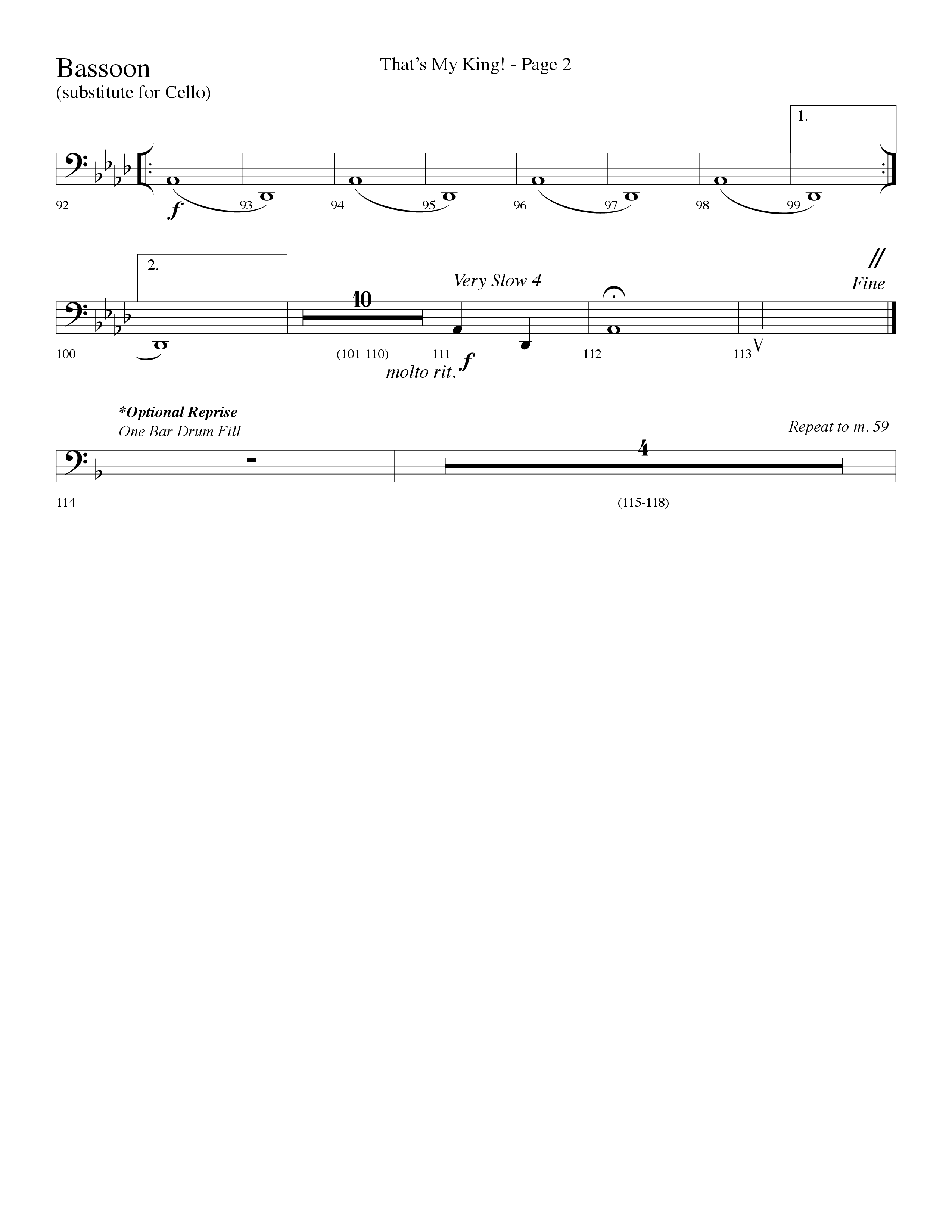 Thats My King (Choral Anthem SATB) Bassoon (Lifeway Choral / Arr. Dave Williamson)