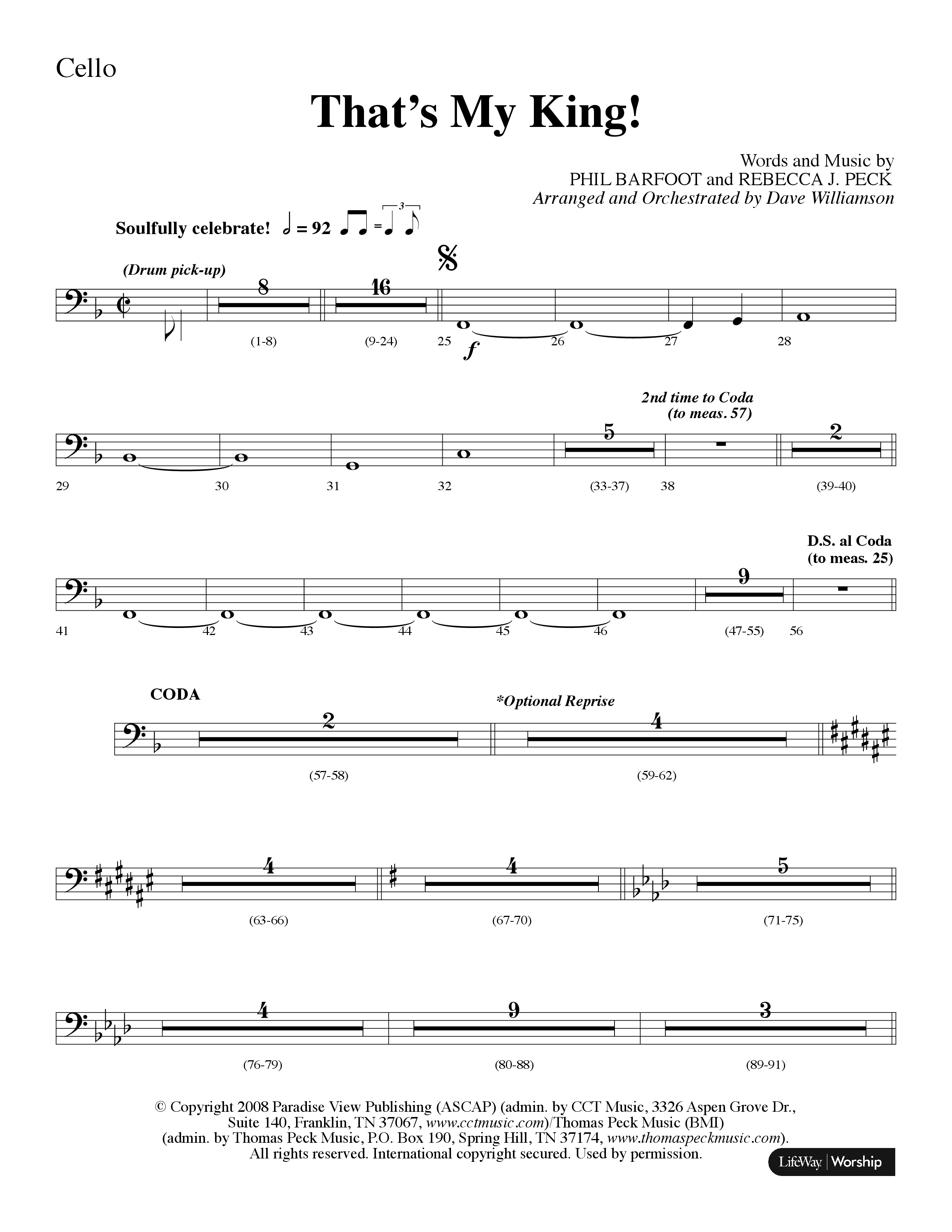 Thats My King (Choral Anthem SATB) Cello (Lifeway Choral / Arr. Dave Williamson)