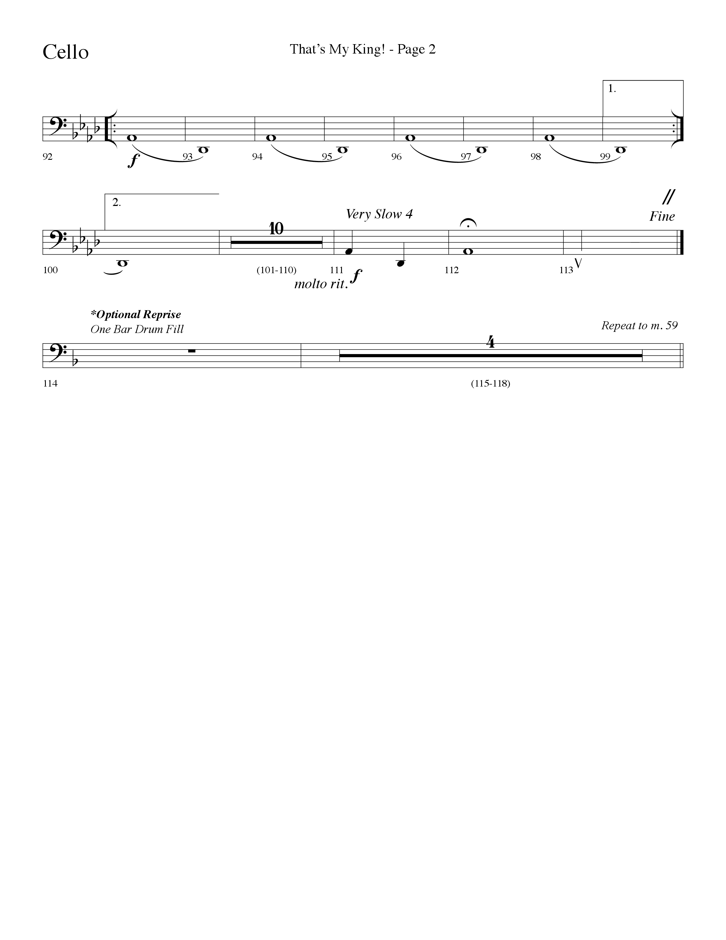 Thats My King (Choral Anthem SATB) Cello (Lifeway Choral / Arr. Dave Williamson)