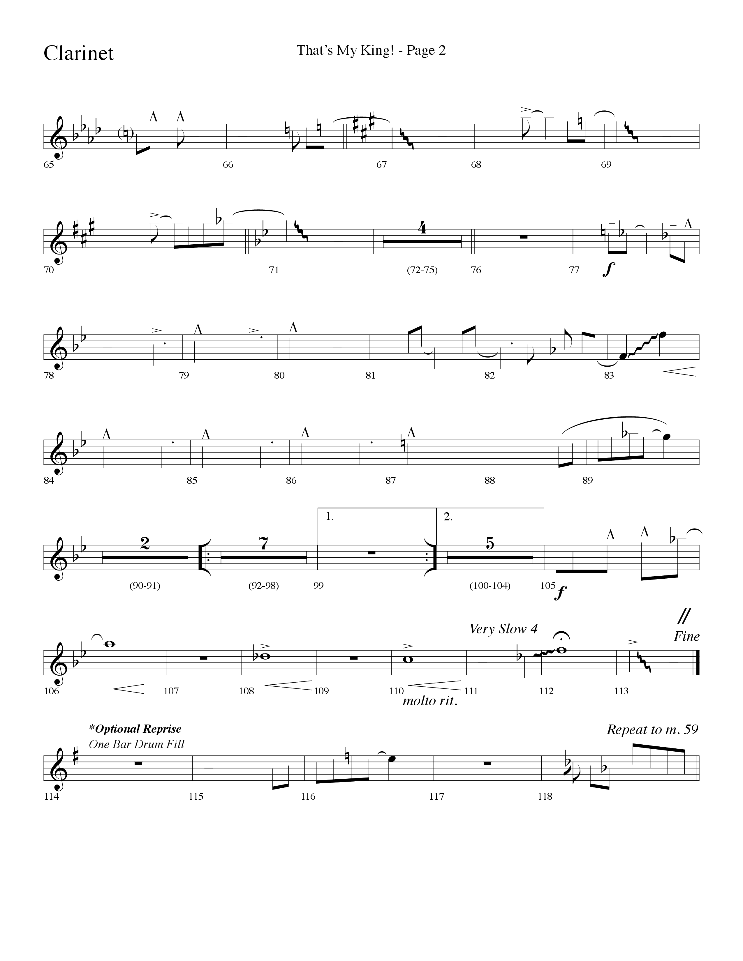 Thats My King (Choral Anthem SATB) Clarinet 1/2 (Lifeway Choral / Arr. Dave Williamson)