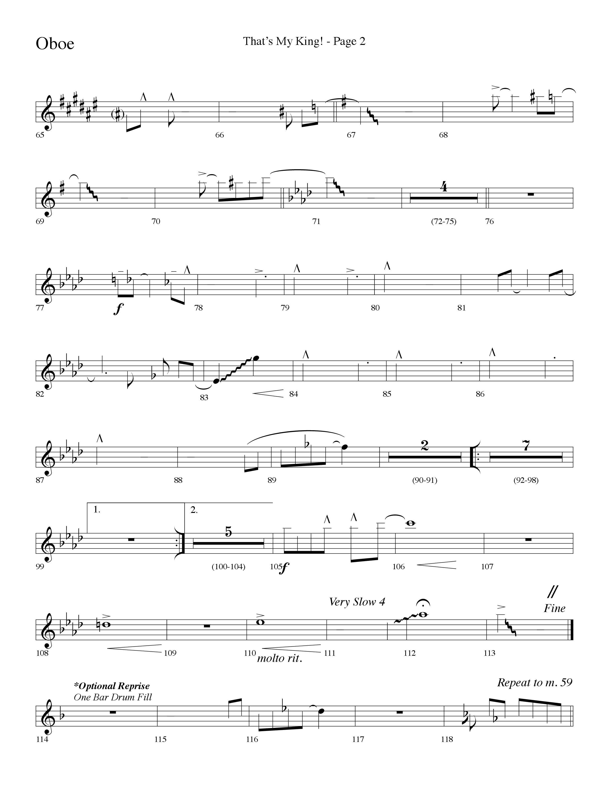 Thats My King (Choral Anthem SATB) Oboe (Lifeway Choral / Arr. Dave Williamson)