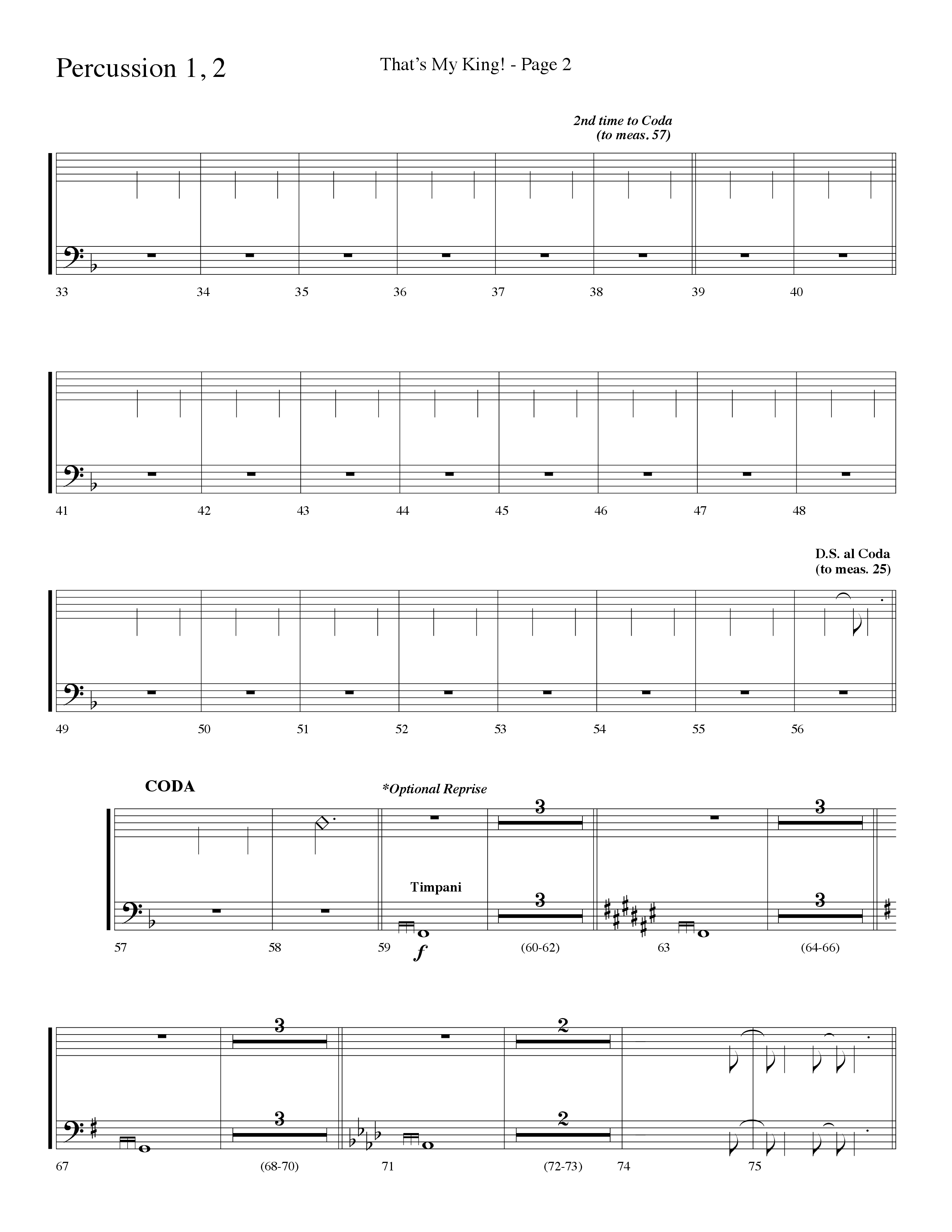 Thats My King (Choral Anthem SATB) Percussion 1/2 (Lifeway Choral / Arr. Dave Williamson)
