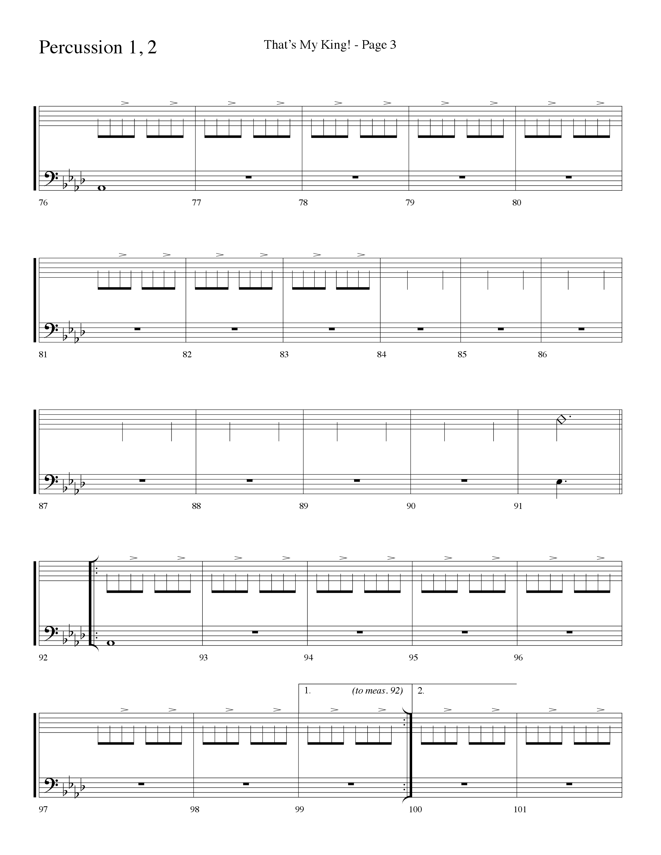 Thats My King (Choral Anthem SATB) Percussion 1/2 (Lifeway Choral / Arr. Dave Williamson)
