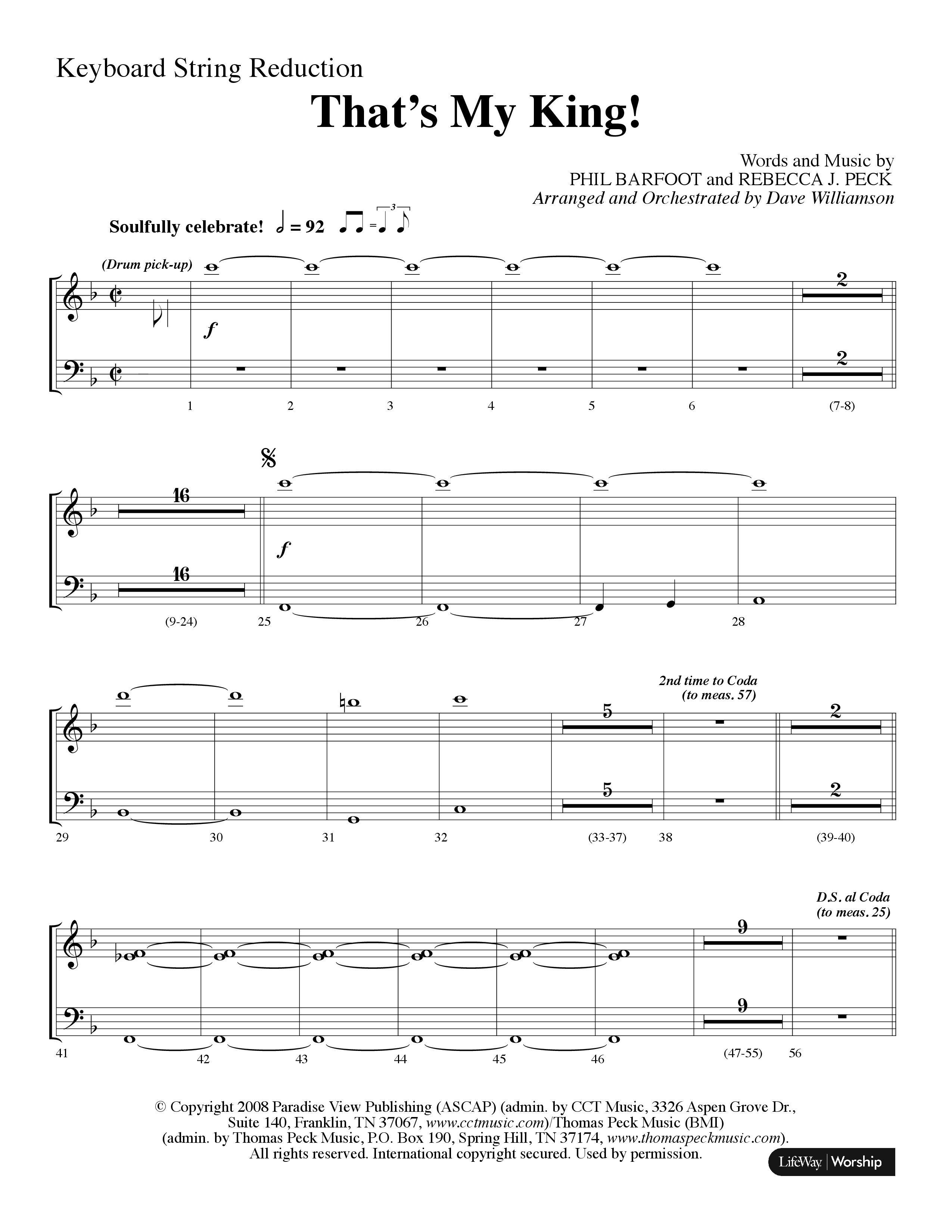 Thats My King (Choral Anthem SATB) String Reduction (Lifeway Choral / Arr. Dave Williamson)