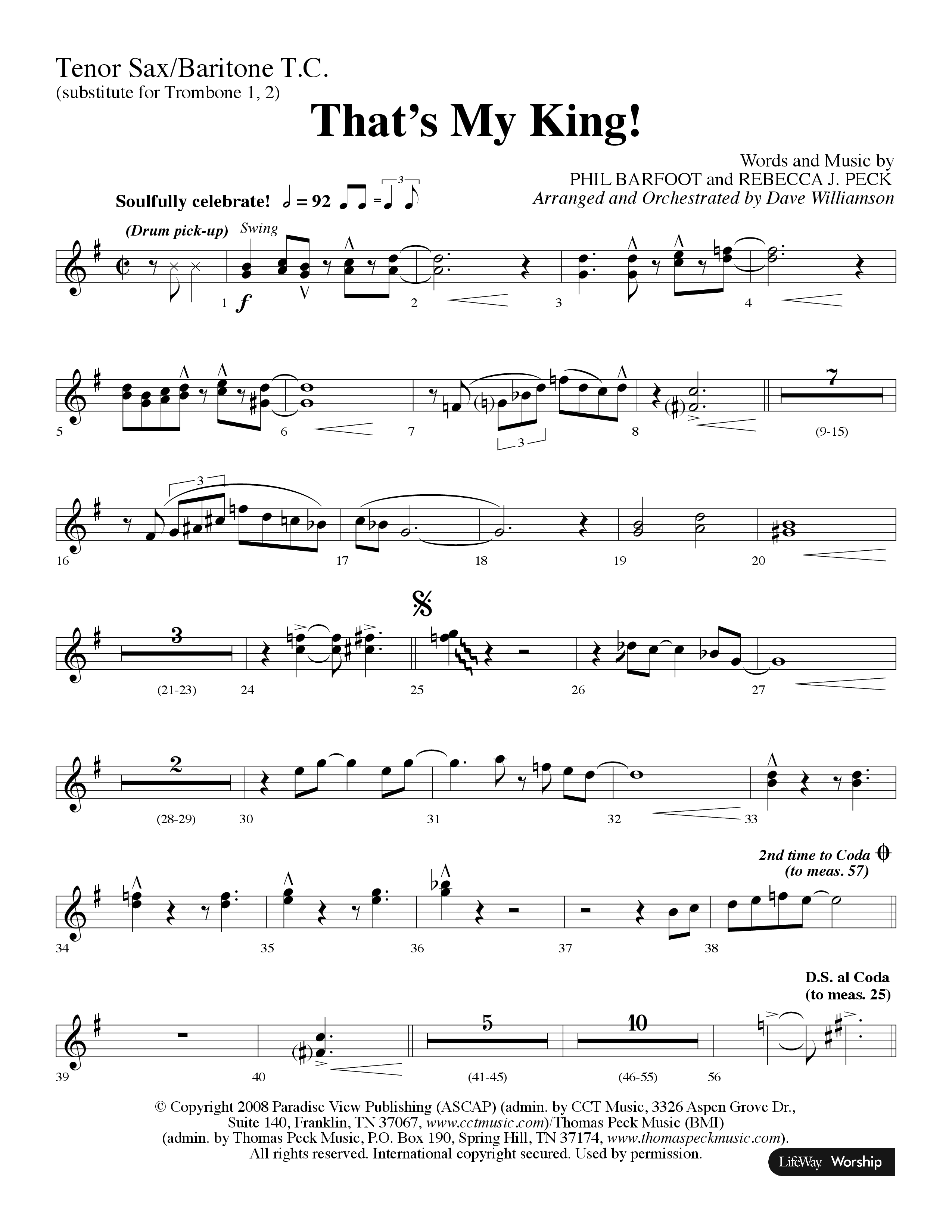 Thats My King (Choral Anthem SATB) Tenor Sax/Baritone T.C. (Lifeway Choral / Arr. Dave Williamson)