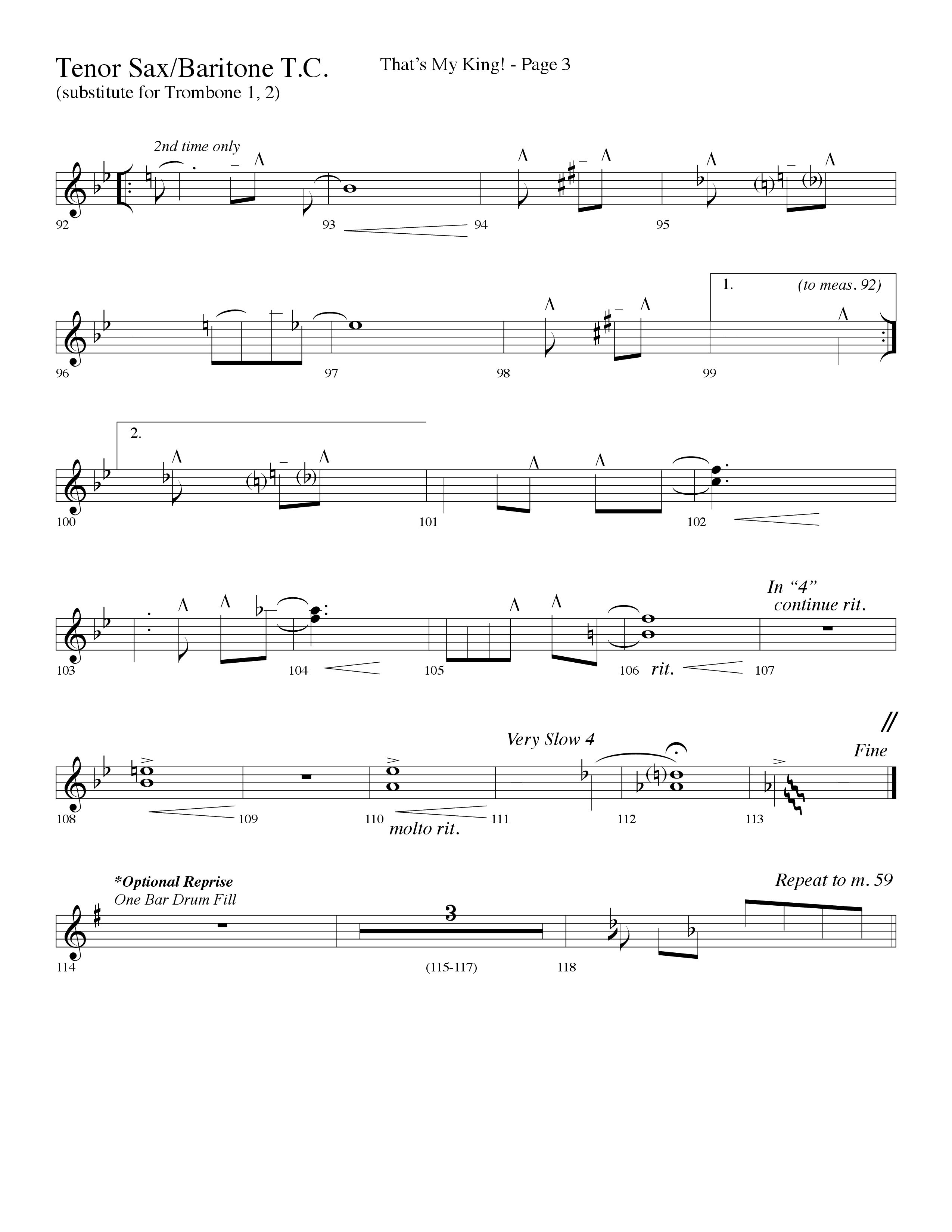 Thats My King (Choral Anthem SATB) Tenor Sax/Baritone T.C. (Lifeway Choral / Arr. Dave Williamson)