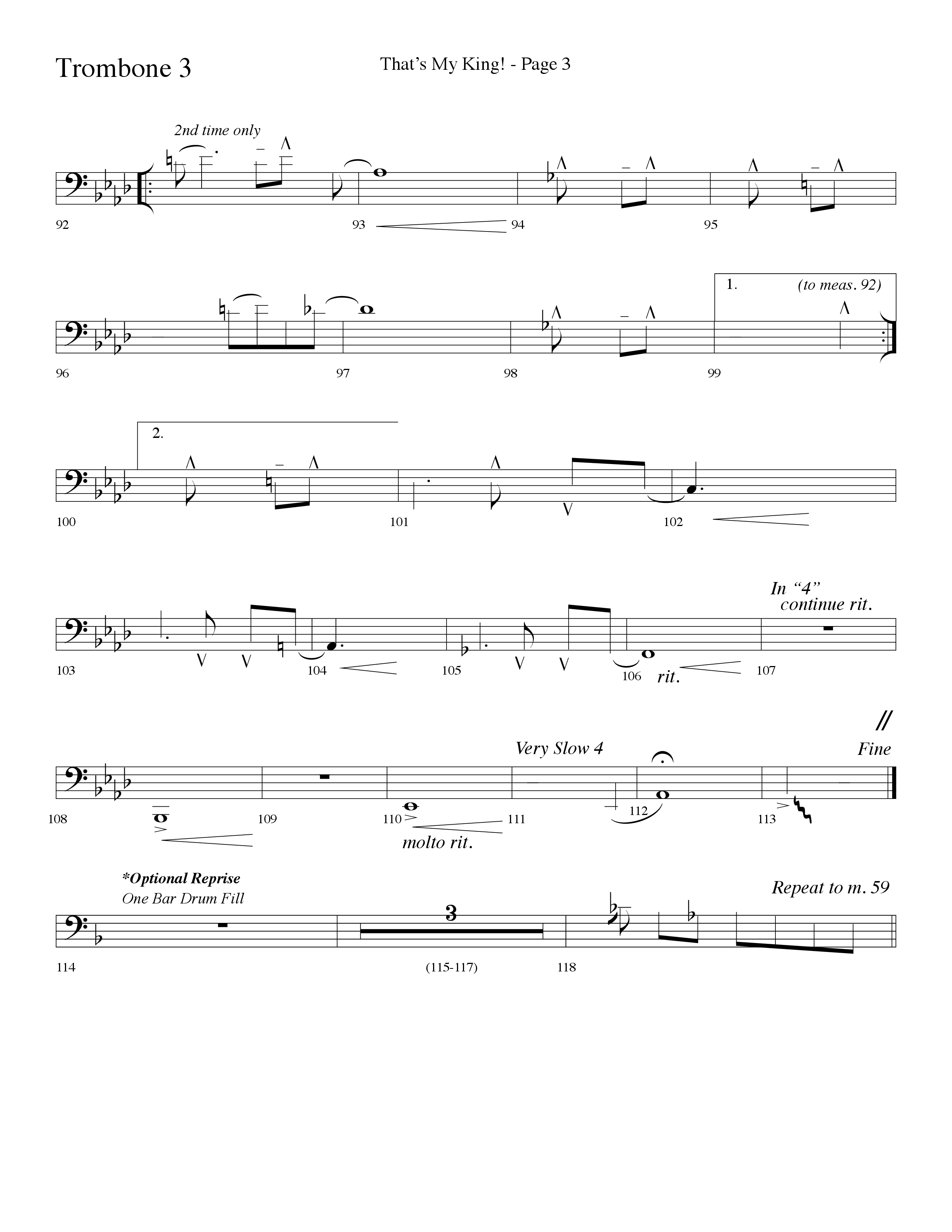 Thats My King (Choral Anthem SATB) Trombone 3 (Lifeway Choral / Arr. Dave Williamson)