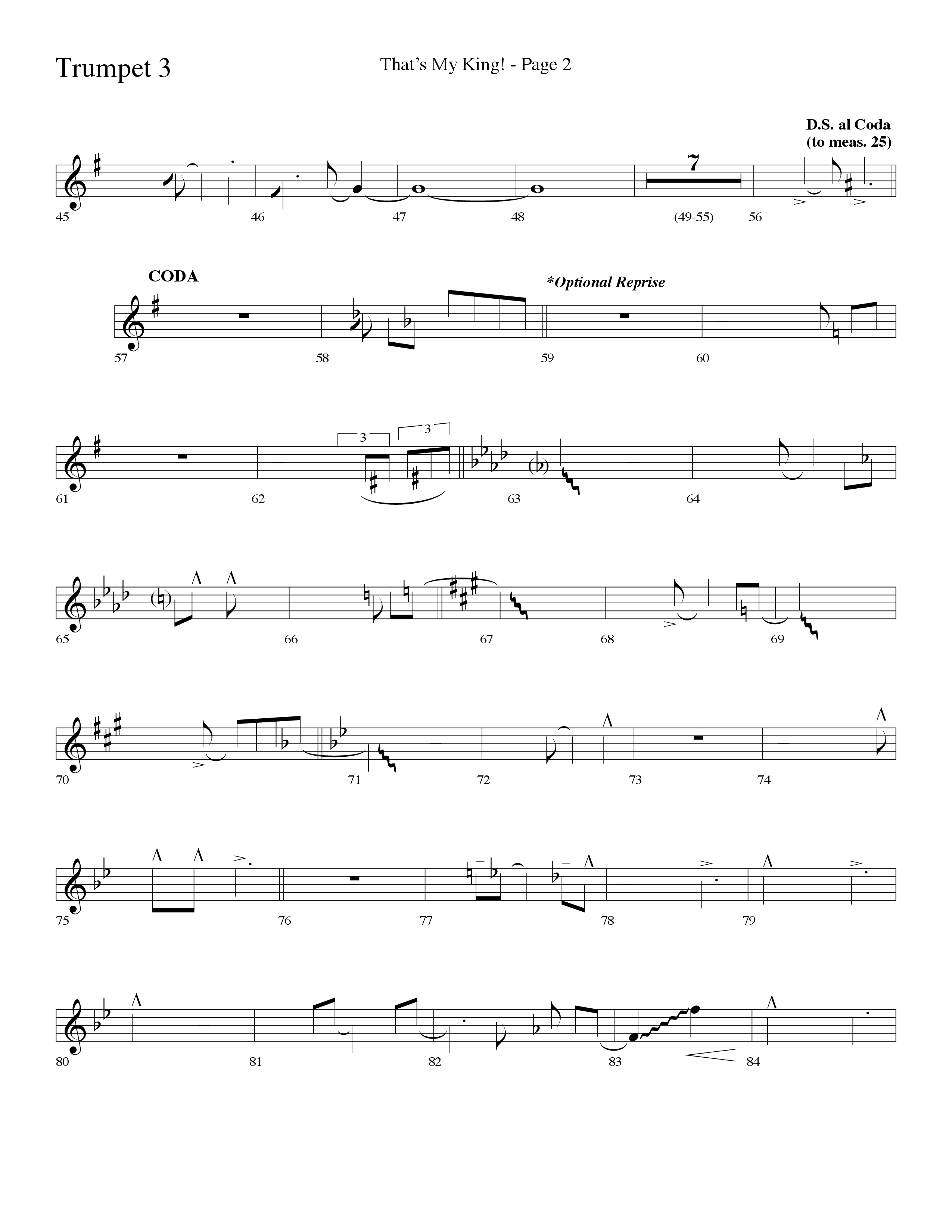 Thats My King (Choral Anthem SATB) Trumpet 3 (Lifeway Choral / Arr. Dave Williamson)