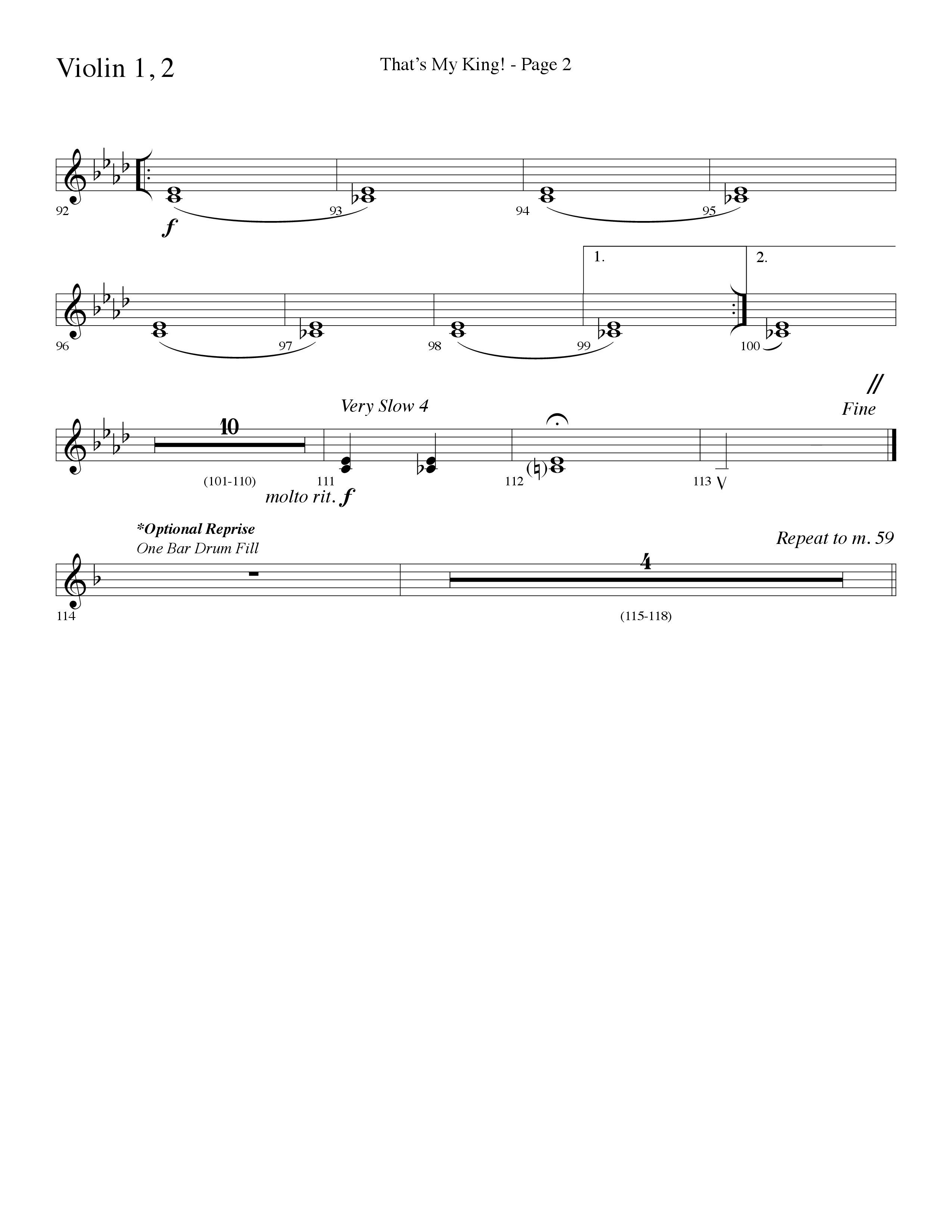 Thats My King (Choral Anthem SATB) Violin 1/2 (Lifeway Choral / Arr. Dave Williamson)