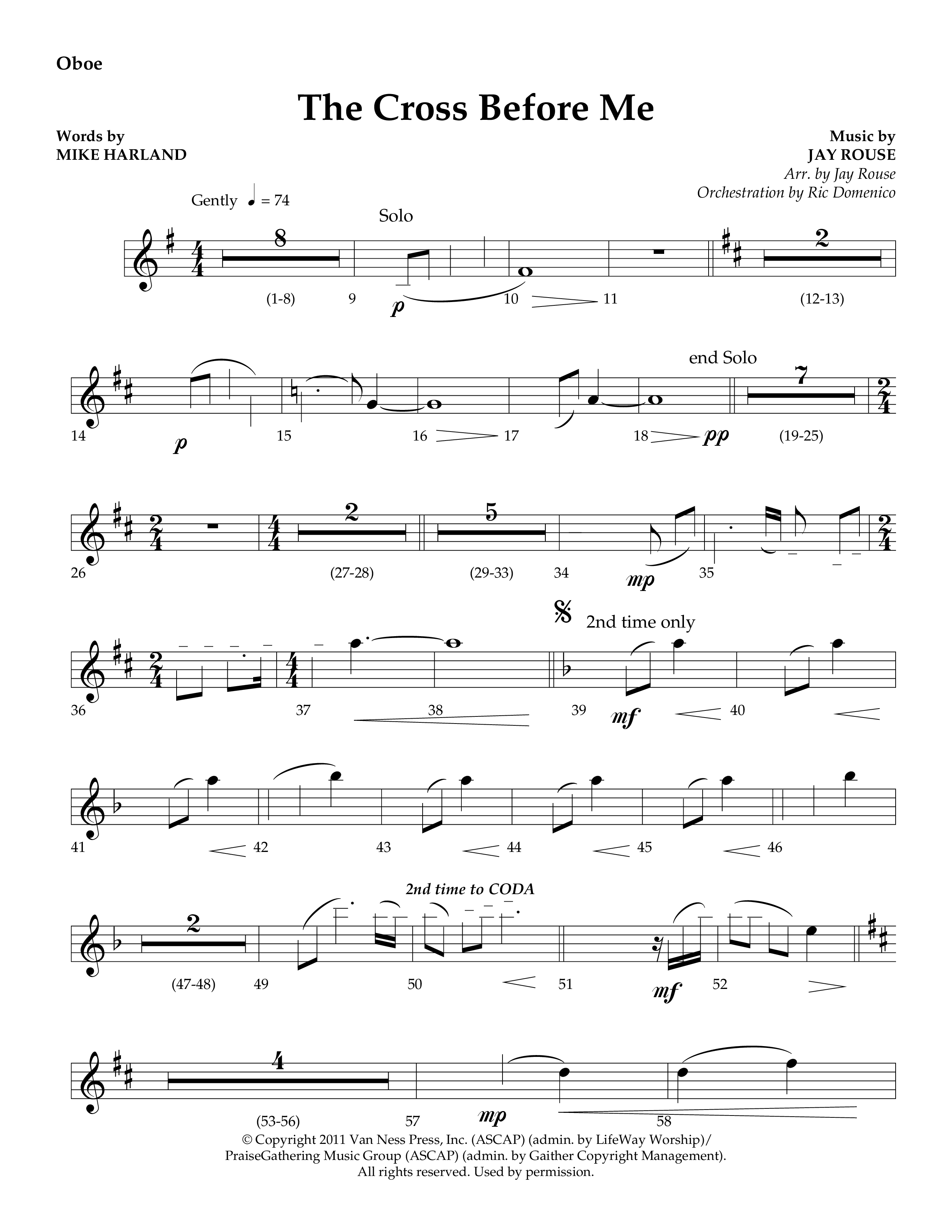 The Cross Before Me (Choral Anthem SATB) Oboe (Lifeway Choral / Arr. Jay Rouse / Orch. Ric Domenico)