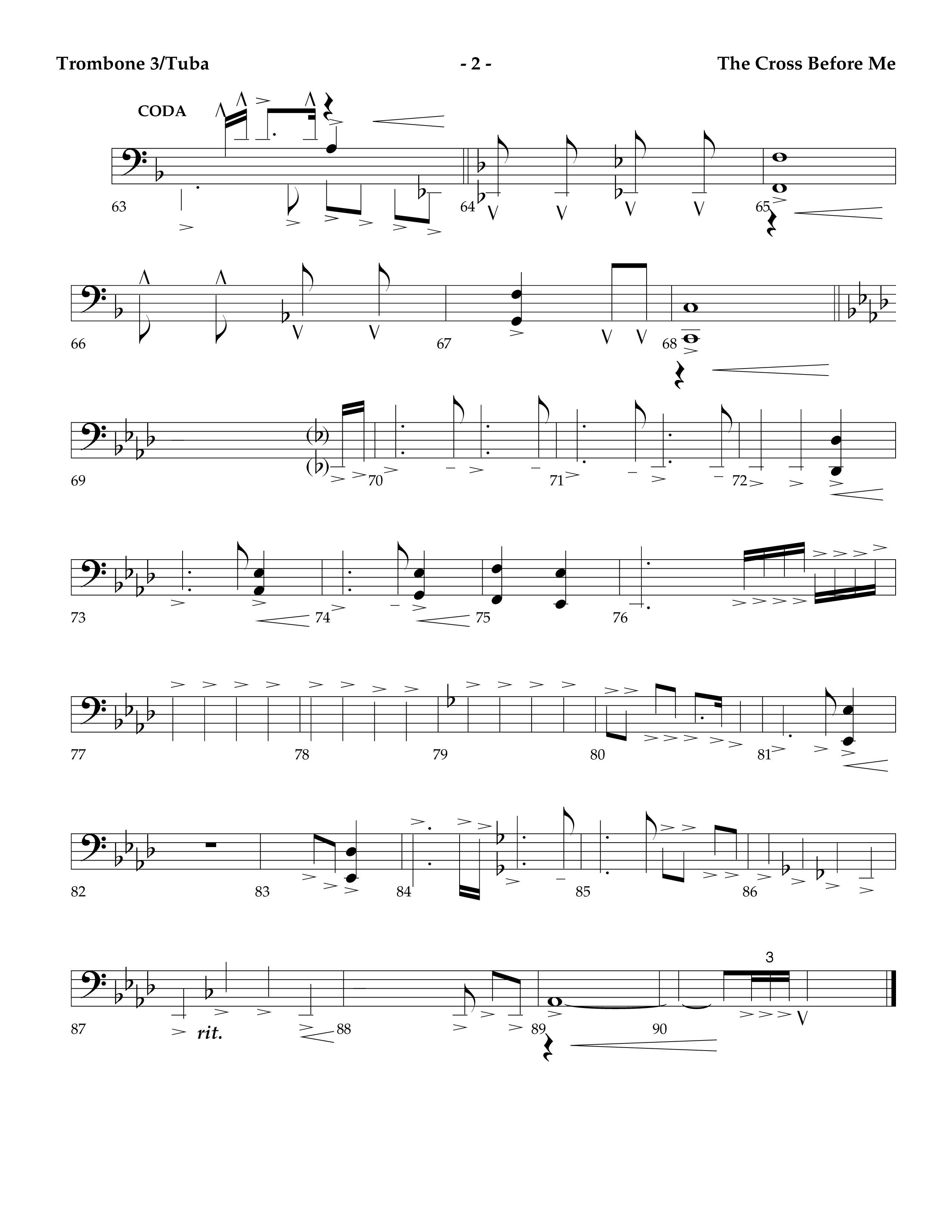 The Cross Before Me (Choral Anthem SATB) Trombone 3/Tuba (Lifeway Choral / Arr. Jay Rouse / Orch. Ric Domenico)