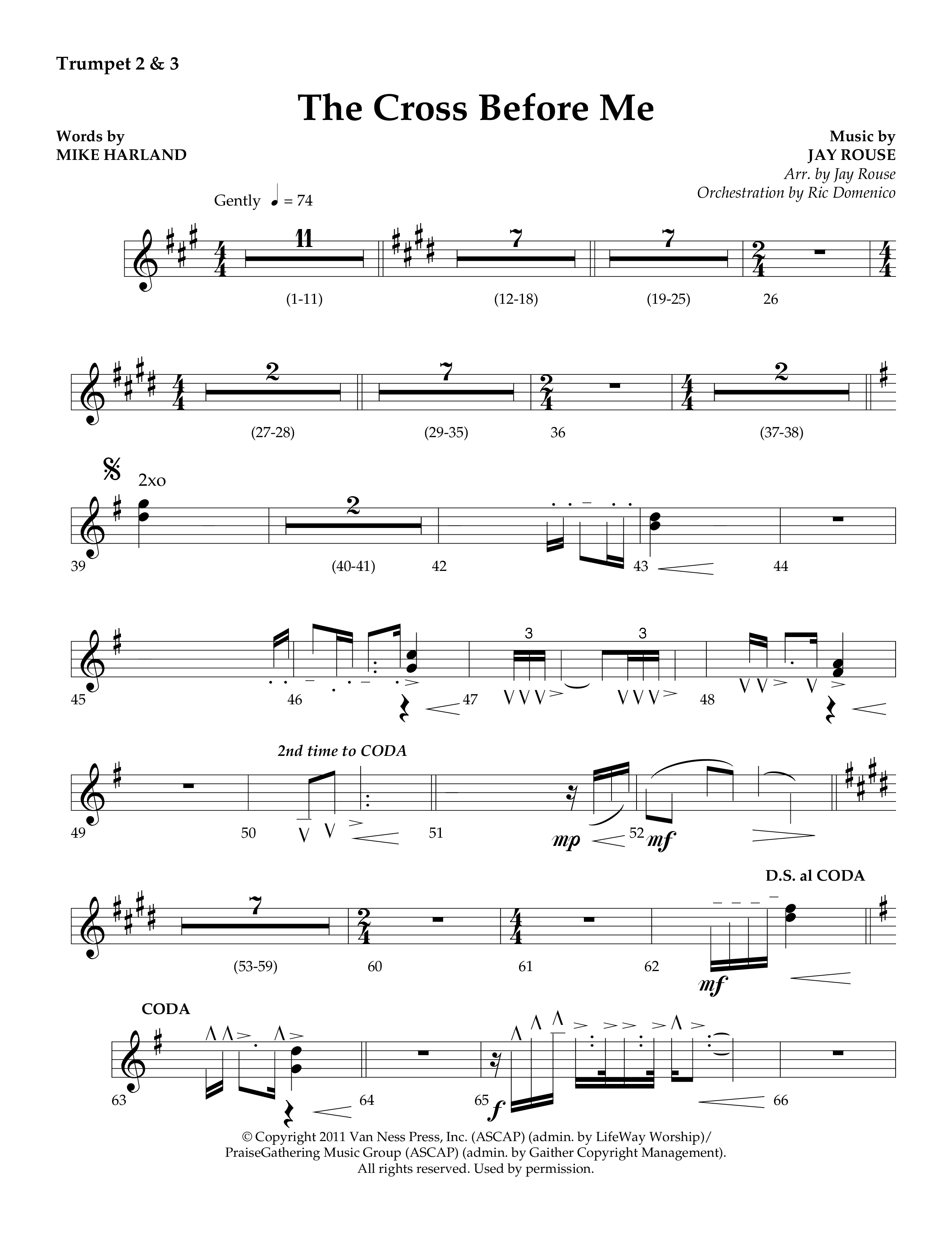 The Cross Before Me (Choral Anthem SATB) Trumpet 2/3 (Lifeway Choral / Arr. Jay Rouse / Orch. Ric Domenico)
