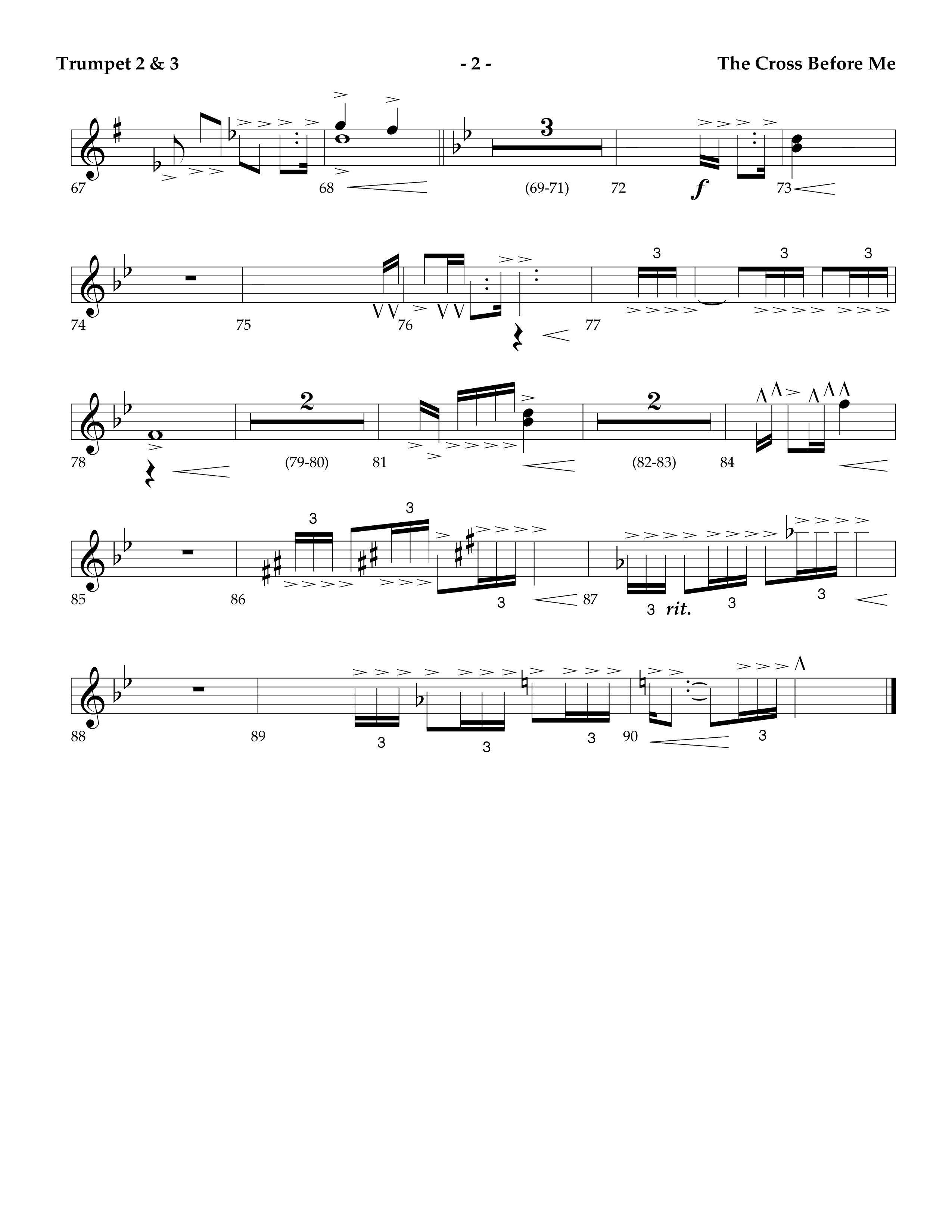 The Cross Before Me (Choral Anthem SATB) Trumpet 2/3 (Lifeway Choral / Arr. Jay Rouse / Orch. Ric Domenico)