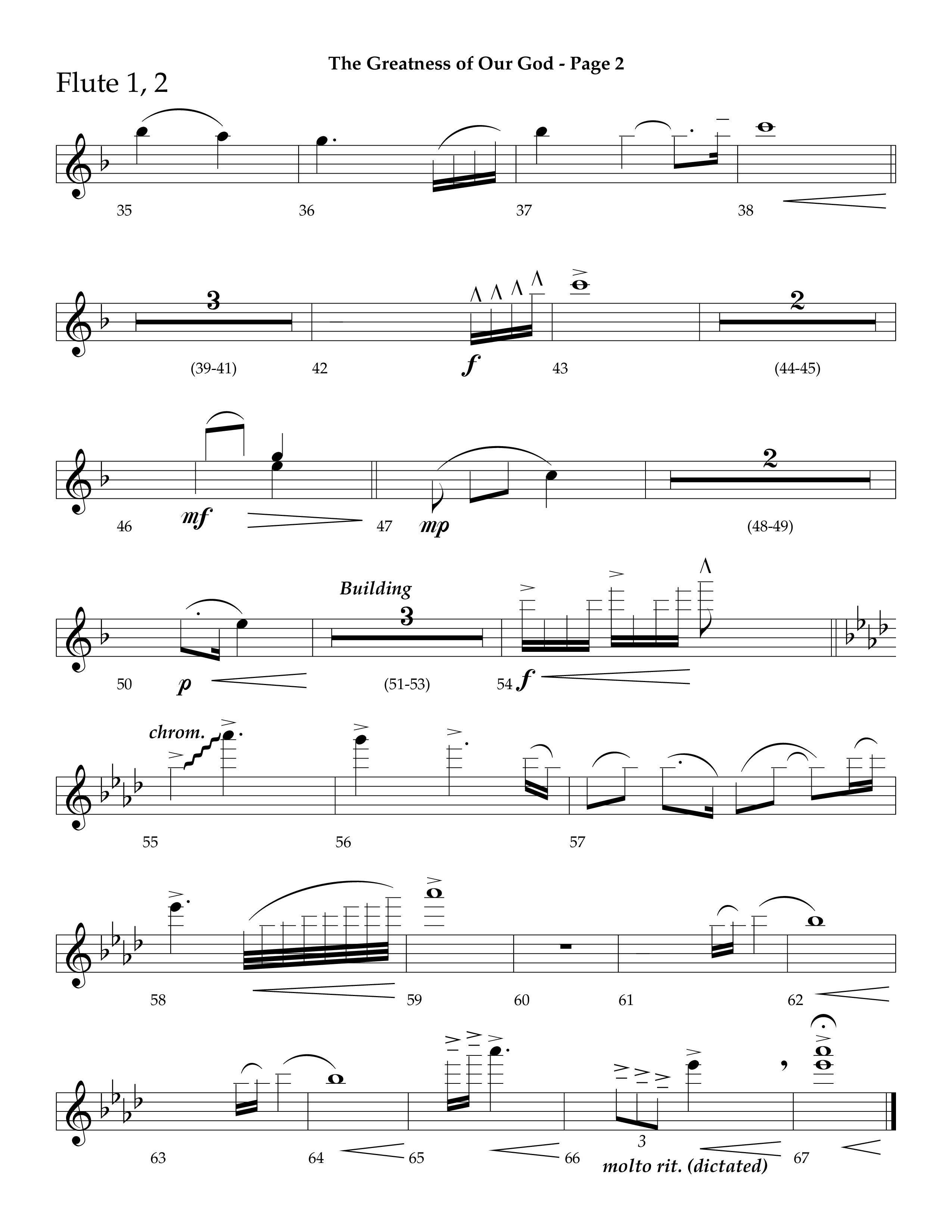 The Greatness Of Our God (Choral Anthem SATB) Flute 1/2 (Lifeway Choral / Arr. Ric Domenico)