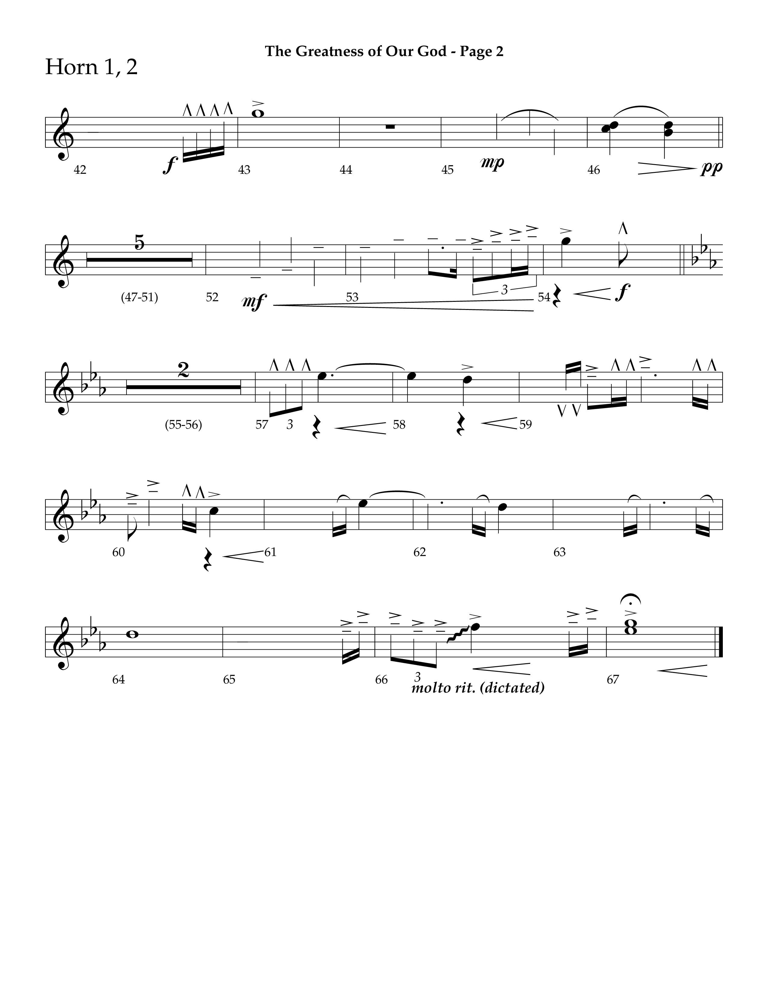 The Greatness Of Our God (Choral Anthem SATB) French Horn 1/2 (Lifeway Choral / Arr. Ric Domenico)