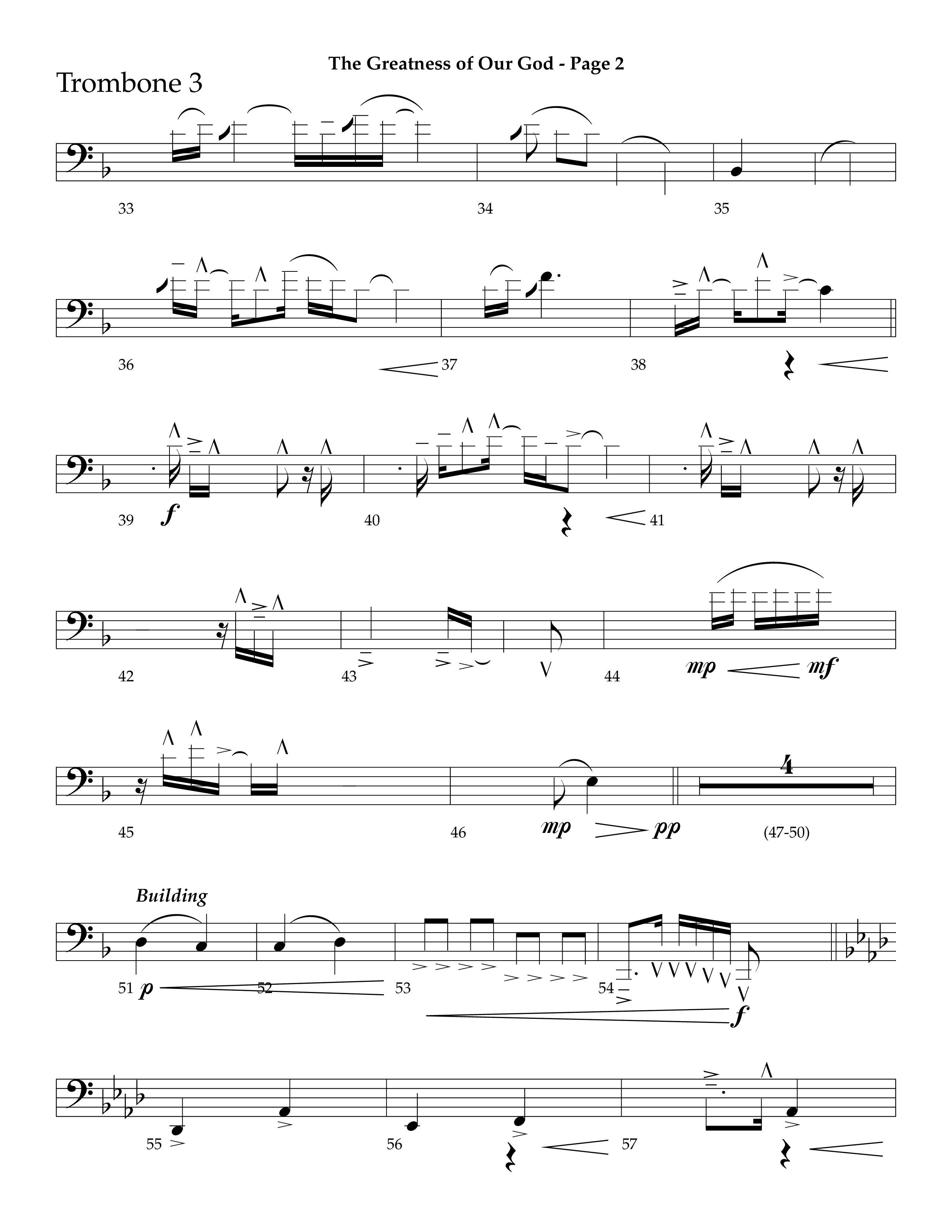 The Greatness Of Our God (Choral Anthem SATB) Trombone 3 (Lifeway Choral / Arr. Ric Domenico)