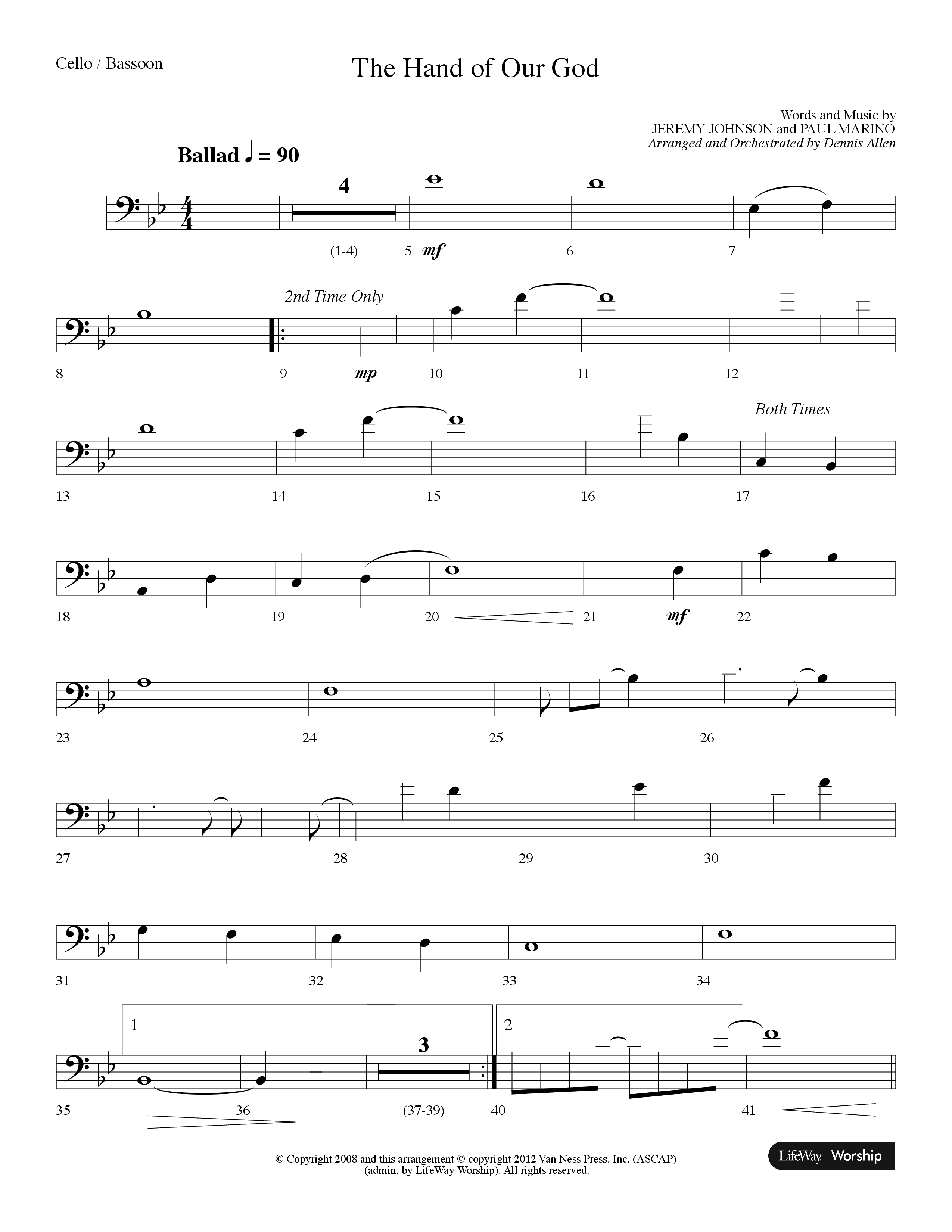 The Hand Of Our God (Choral Anthem SATB) Cello (Lifeway Choral / Arr. Dennis Allen)