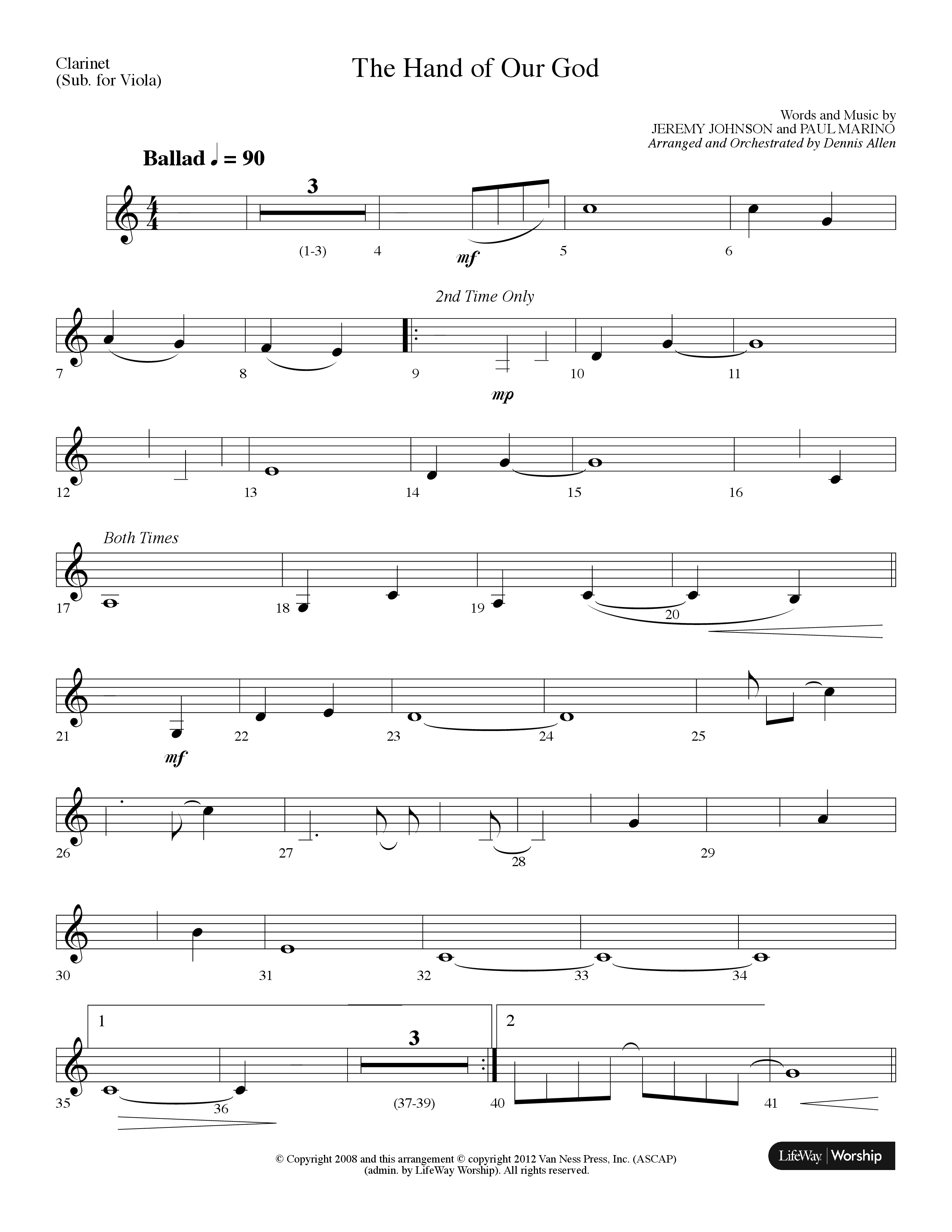 The Hand Of Our God (Choral Anthem SATB) Clarinet (Lifeway Choral / Arr. Dennis Allen)