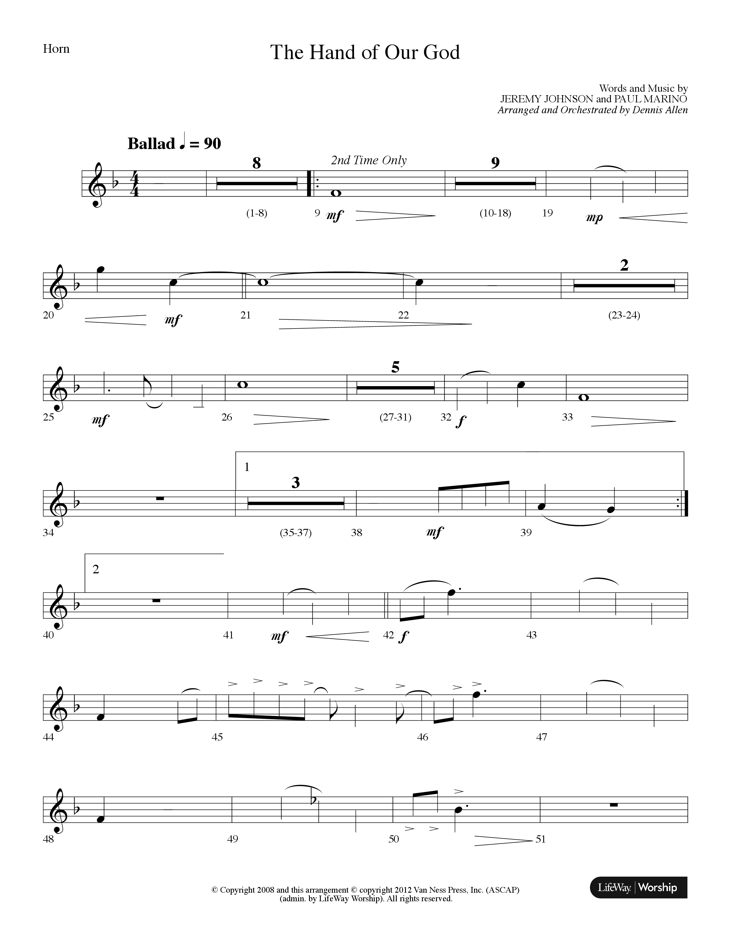 The Hand Of Our God (Choral Anthem SATB) French Horn (Lifeway Choral / Arr. Dennis Allen)