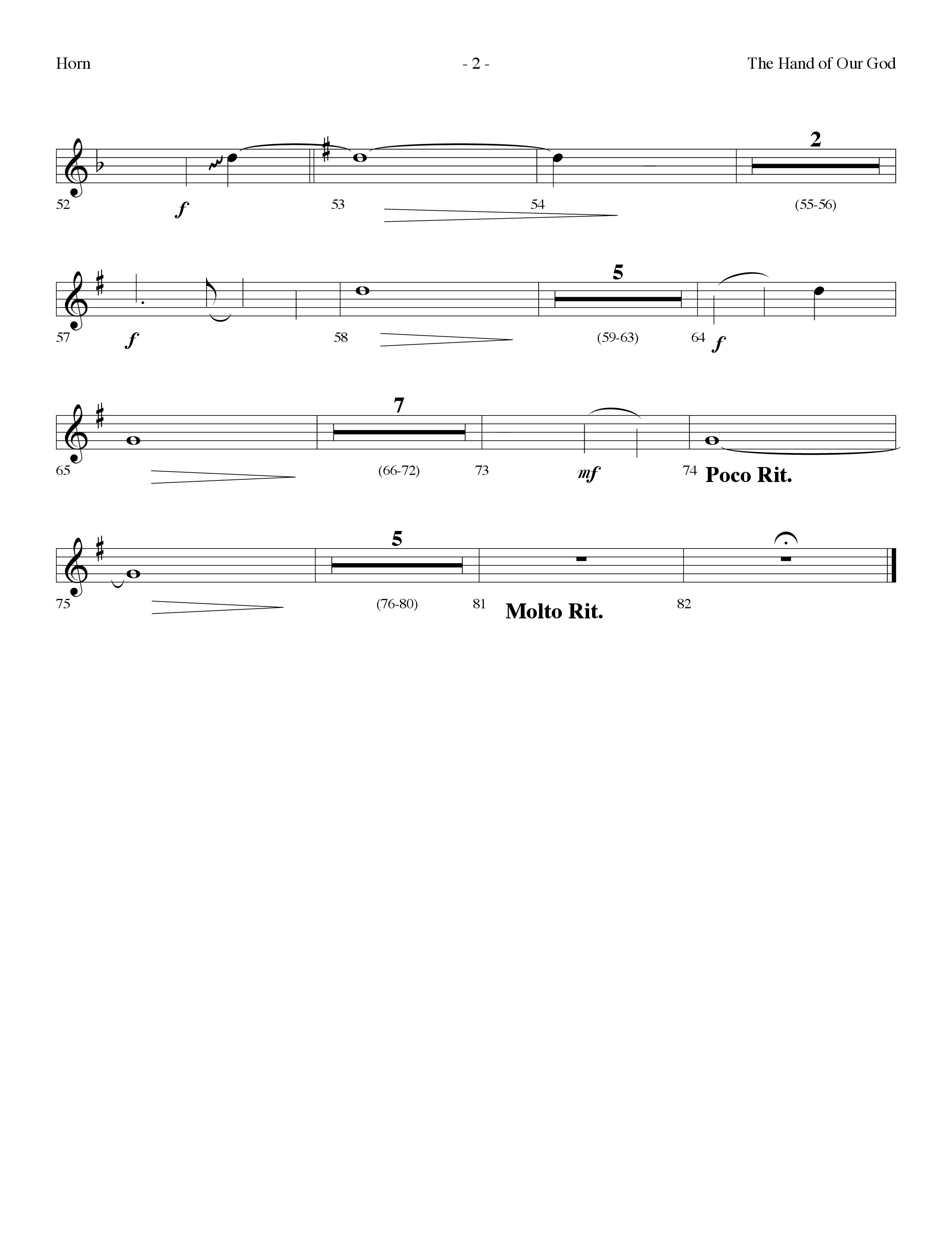 The Hand Of Our God (Choral Anthem SATB) French Horn (Lifeway Choral / Arr. Dennis Allen)