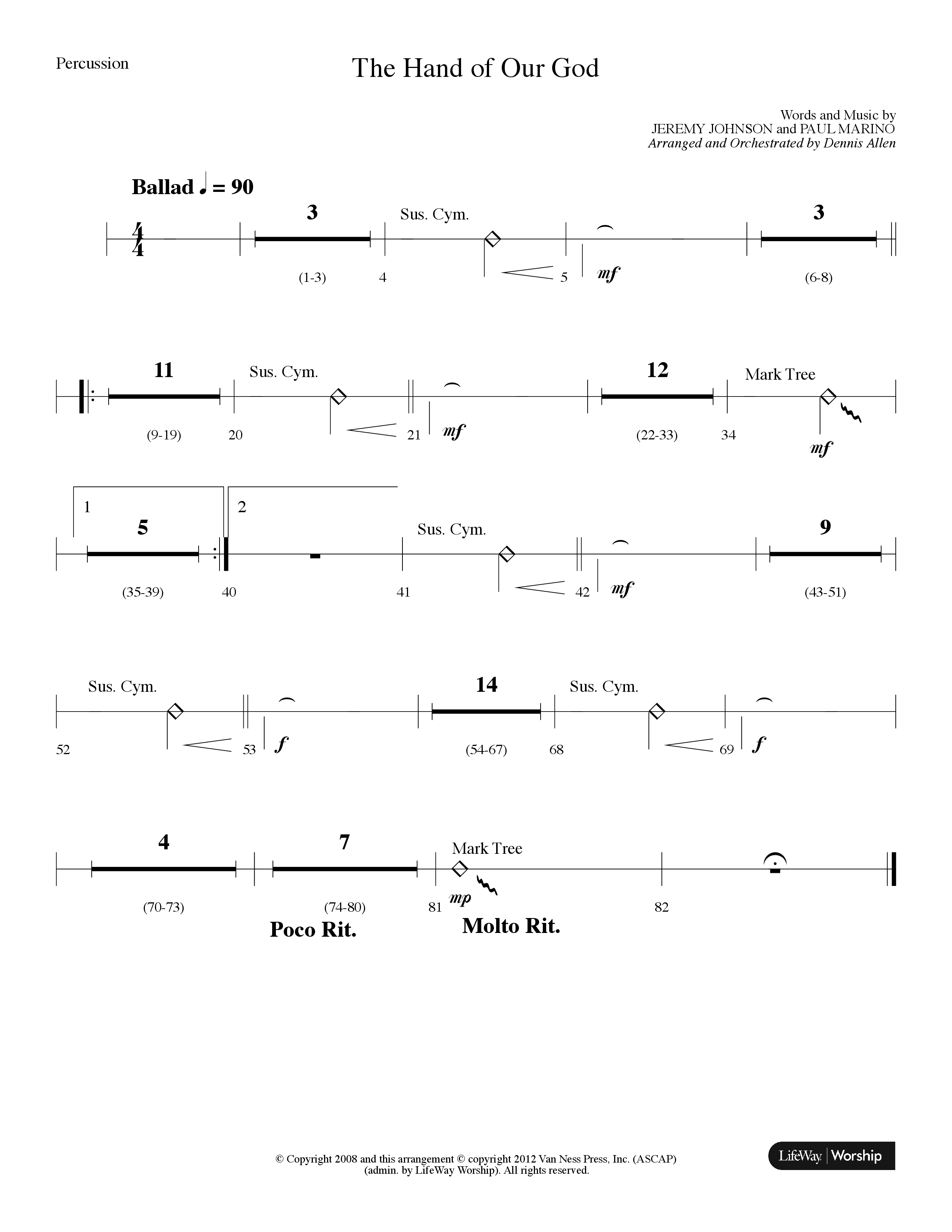 The Hand Of Our God (Choral Anthem SATB) Percussion (Lifeway Choral / Arr. Dennis Allen)