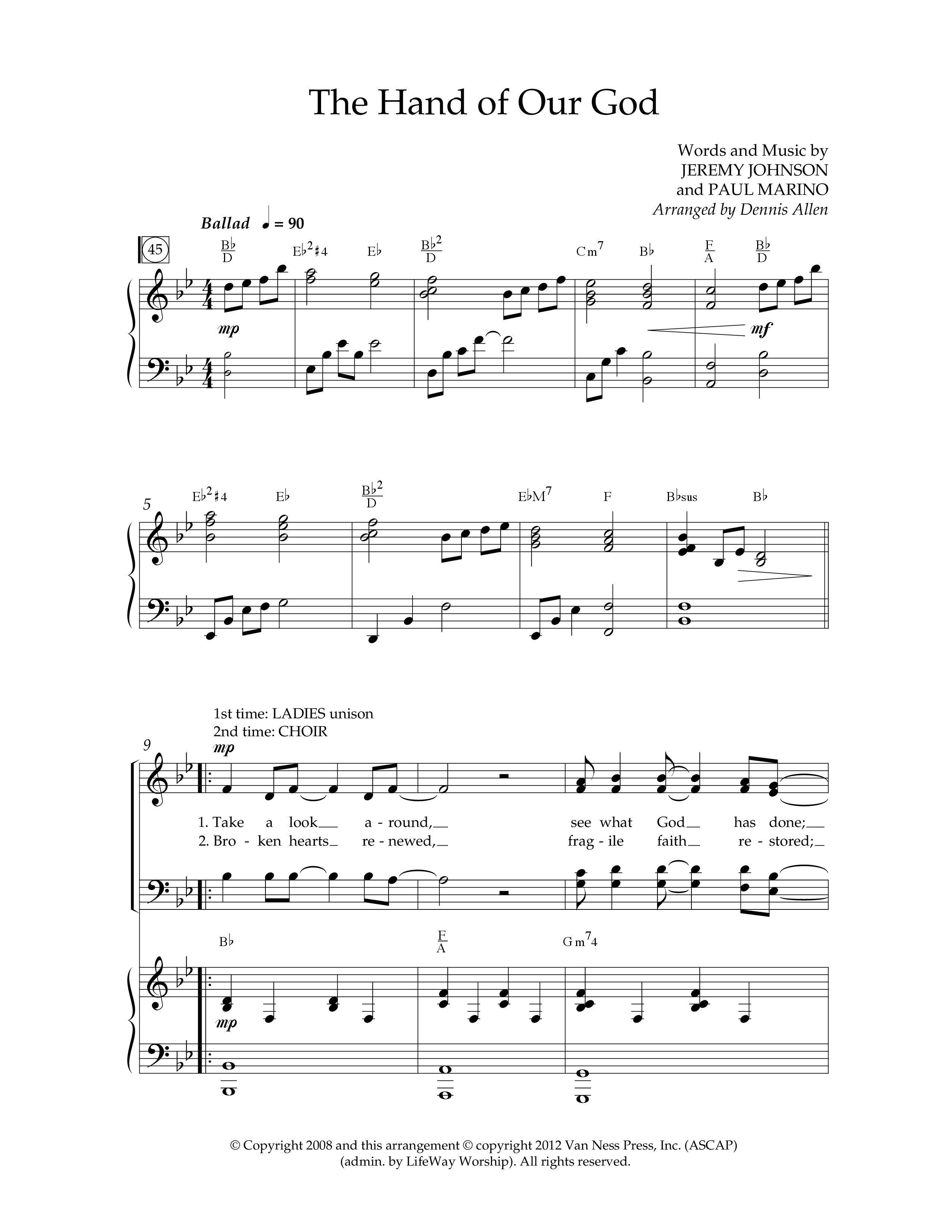 The Hand Of Our God (Choral Anthem SATB) Anthem (SATB/Piano) (Lifeway Choral / Arr. Dennis Allen)