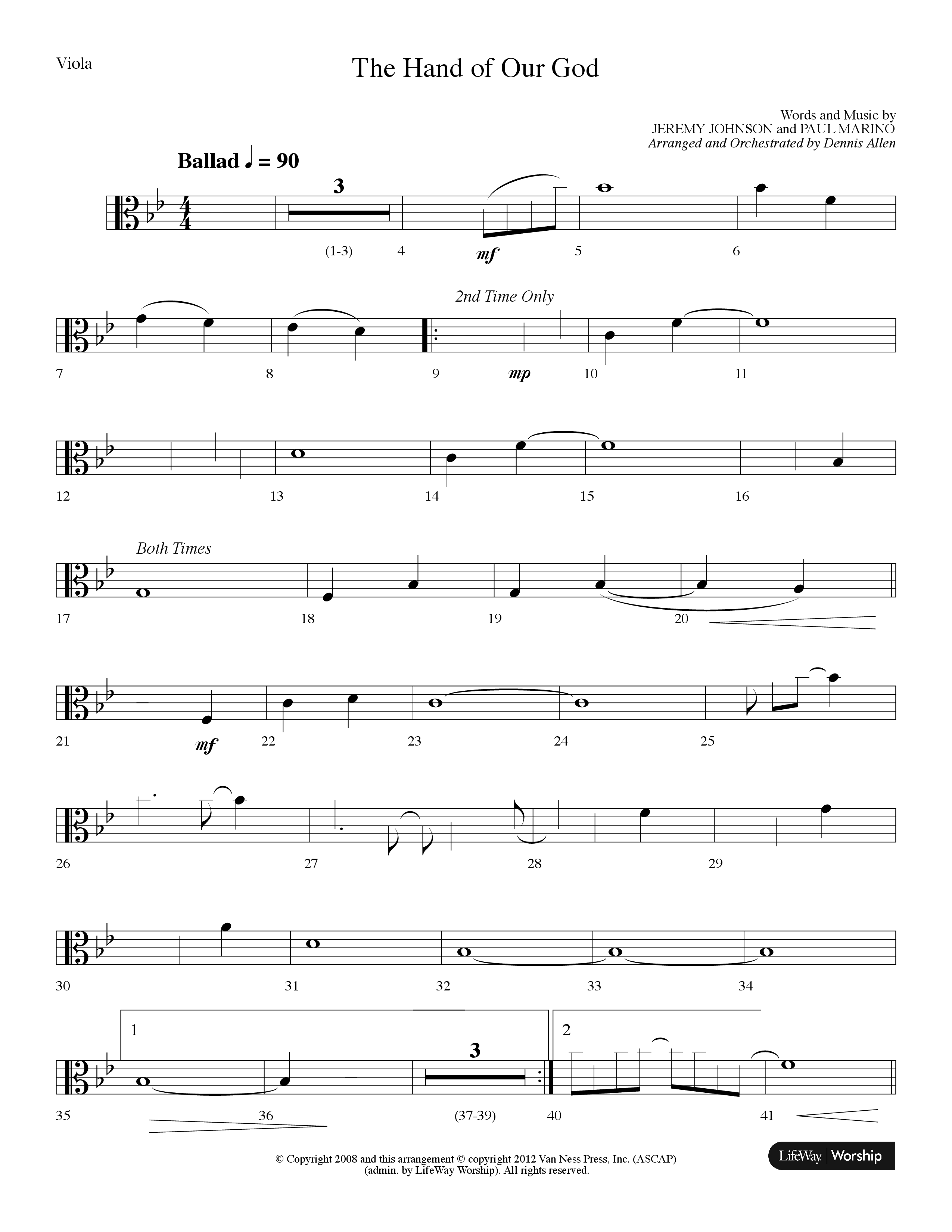 The Hand Of Our God (Choral Anthem SATB) Viola (Lifeway Choral / Arr. Dennis Allen)