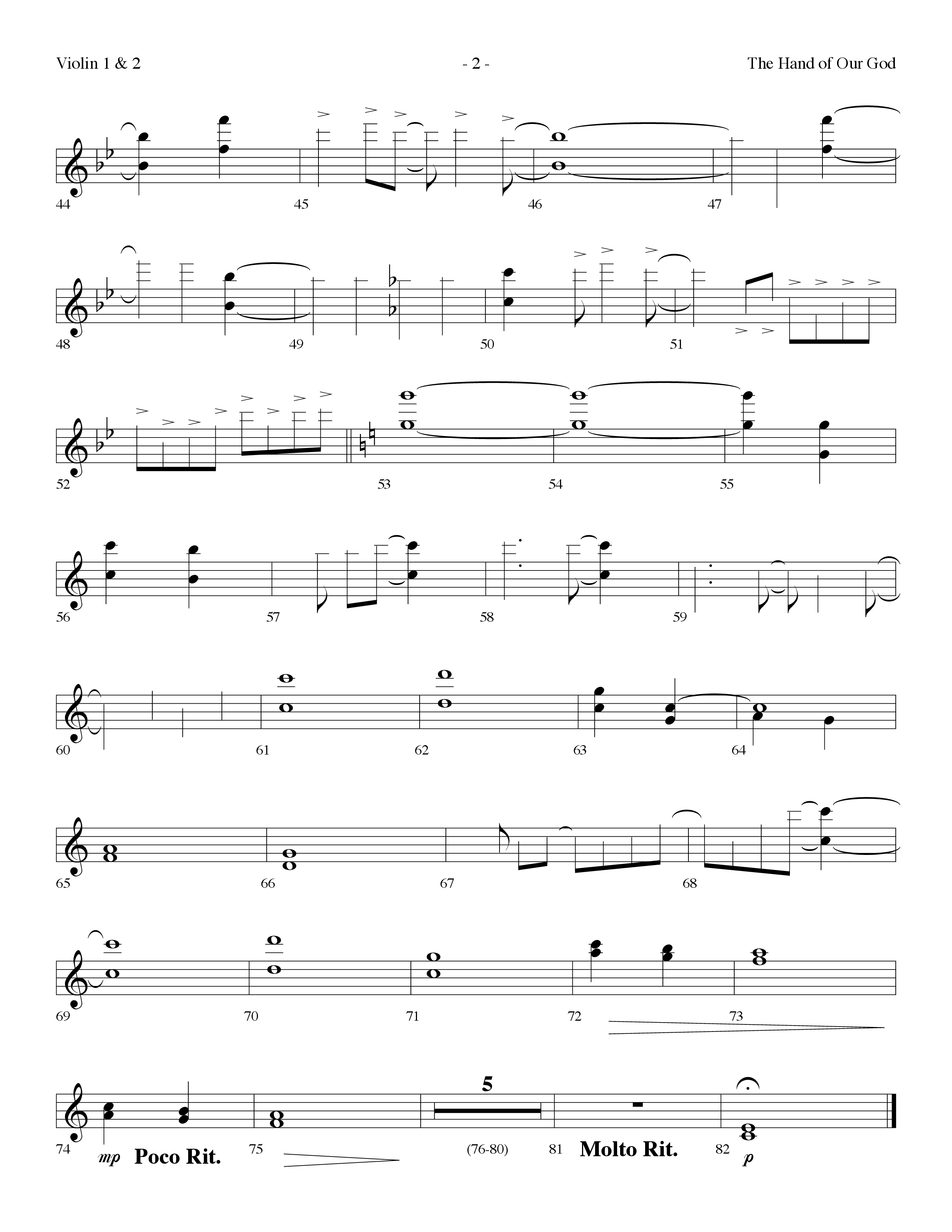 The Hand Of Our God (Choral Anthem SATB) Violin 1/2 (Lifeway Choral / Arr. Dennis Allen)