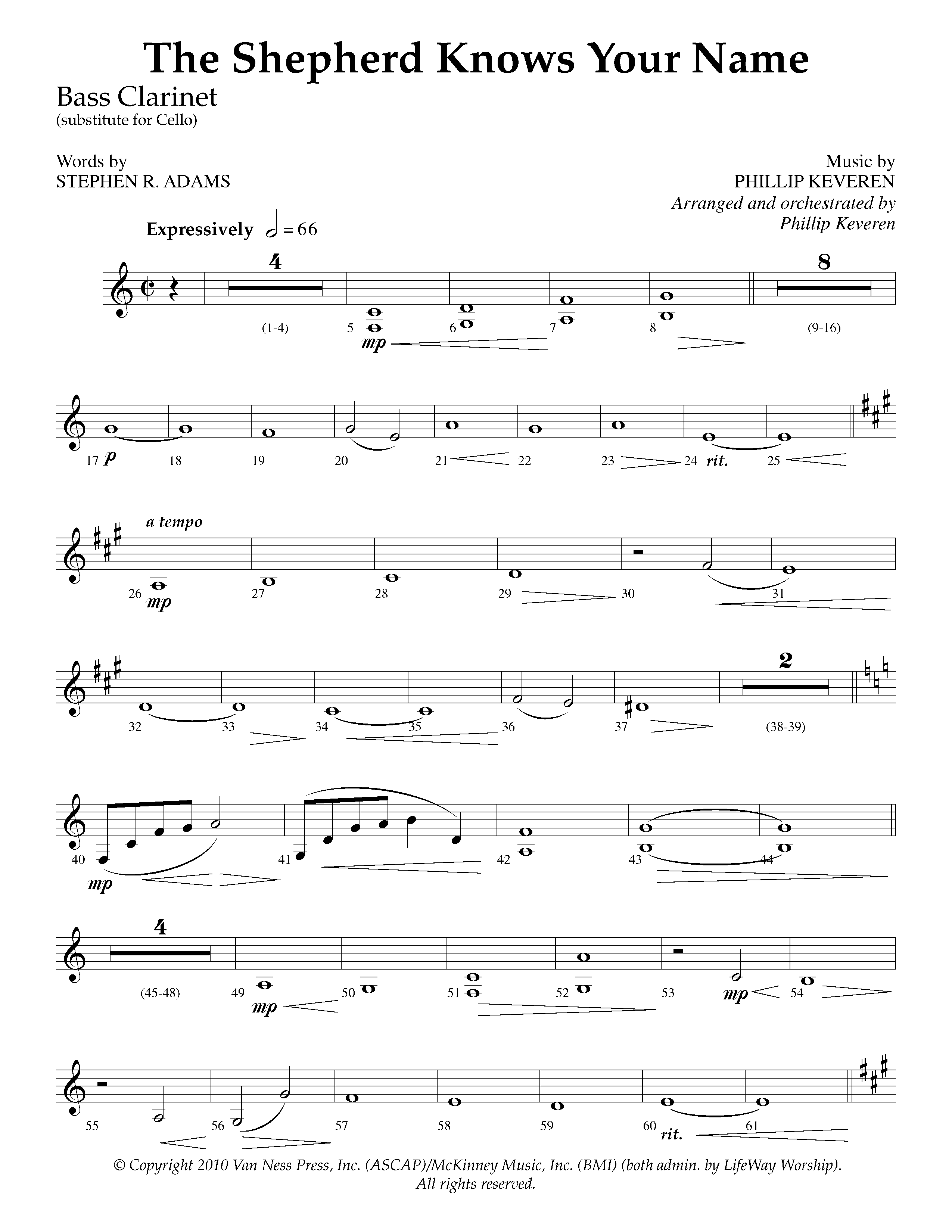 The Shepherd Knows Your Name (Choral Anthem SATB) Bass Clarinet (Lifeway Choral / Arr. Phillip Keveren)
