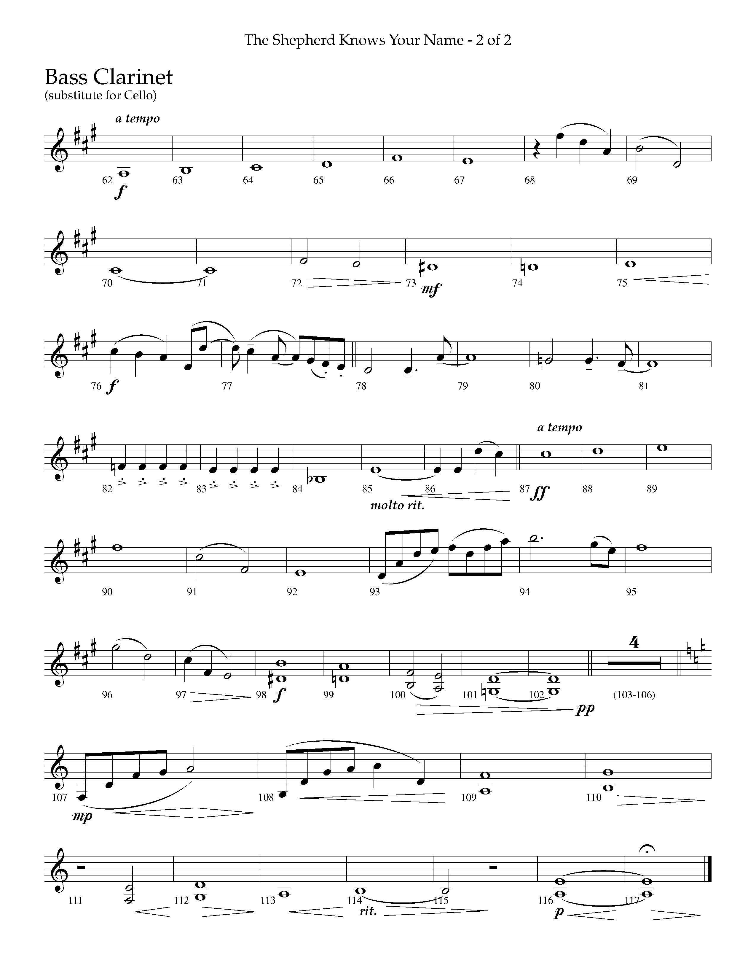 The Shepherd Knows Your Name (Choral Anthem SATB) Bass Clarinet (Lifeway Choral / Arr. Phillip Keveren)