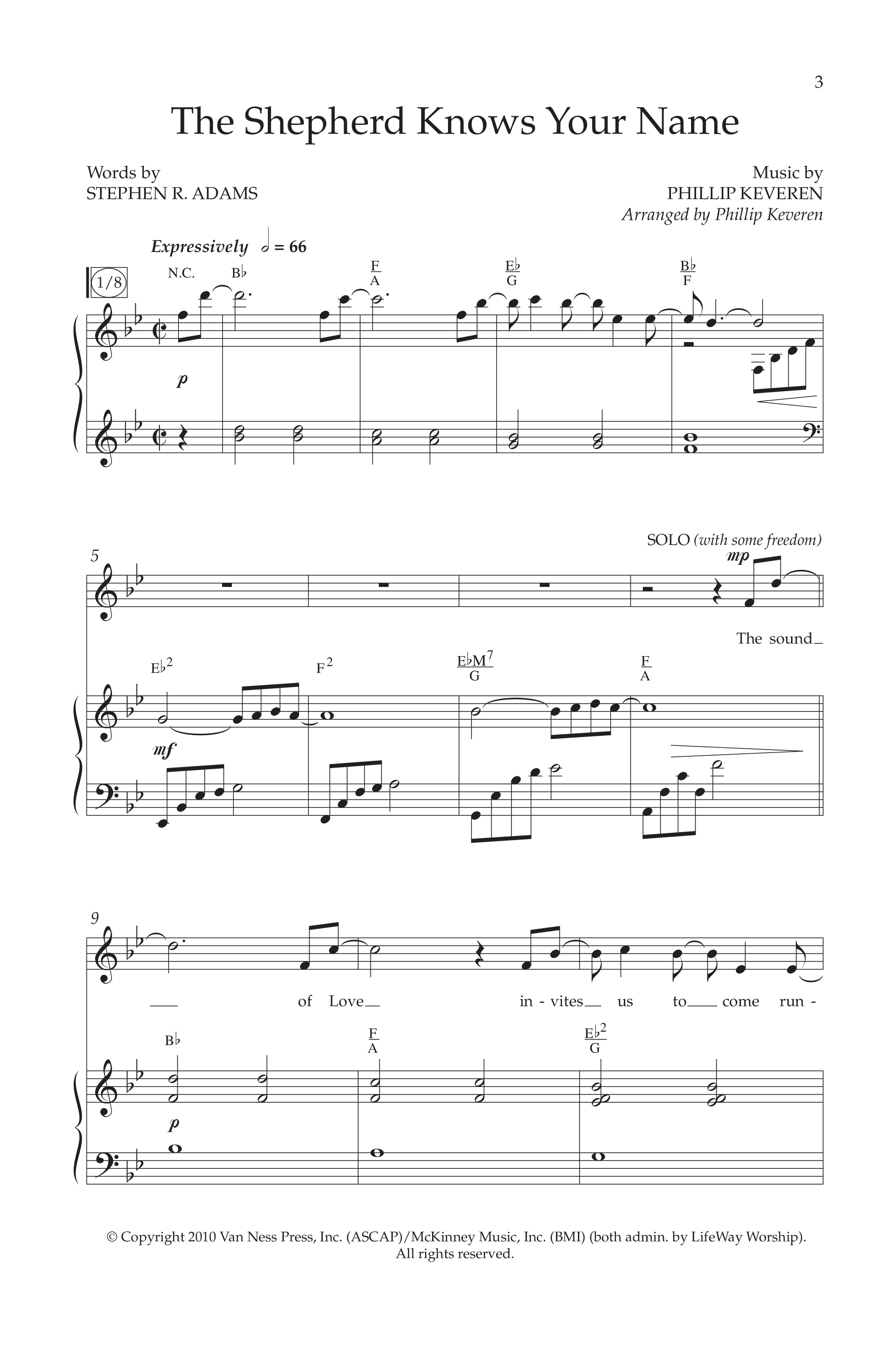 The Shepherd Knows Your Name (Choral Anthem SATB) Anthem (SATB/Piano) (Lifeway Choral / Arr. Phillip Keveren)