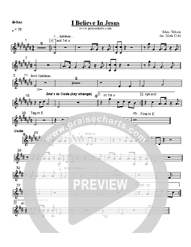 I Believe In Jesus Bari Sax (Mark Cole)