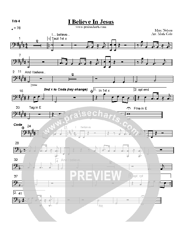 I Believe In Jesus Trombone 4 (Mark Cole)