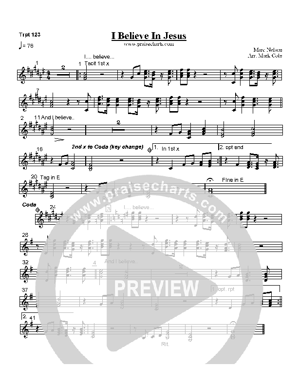 I Believe In Jesus Trumpet 1/2/3 (Mark Cole)