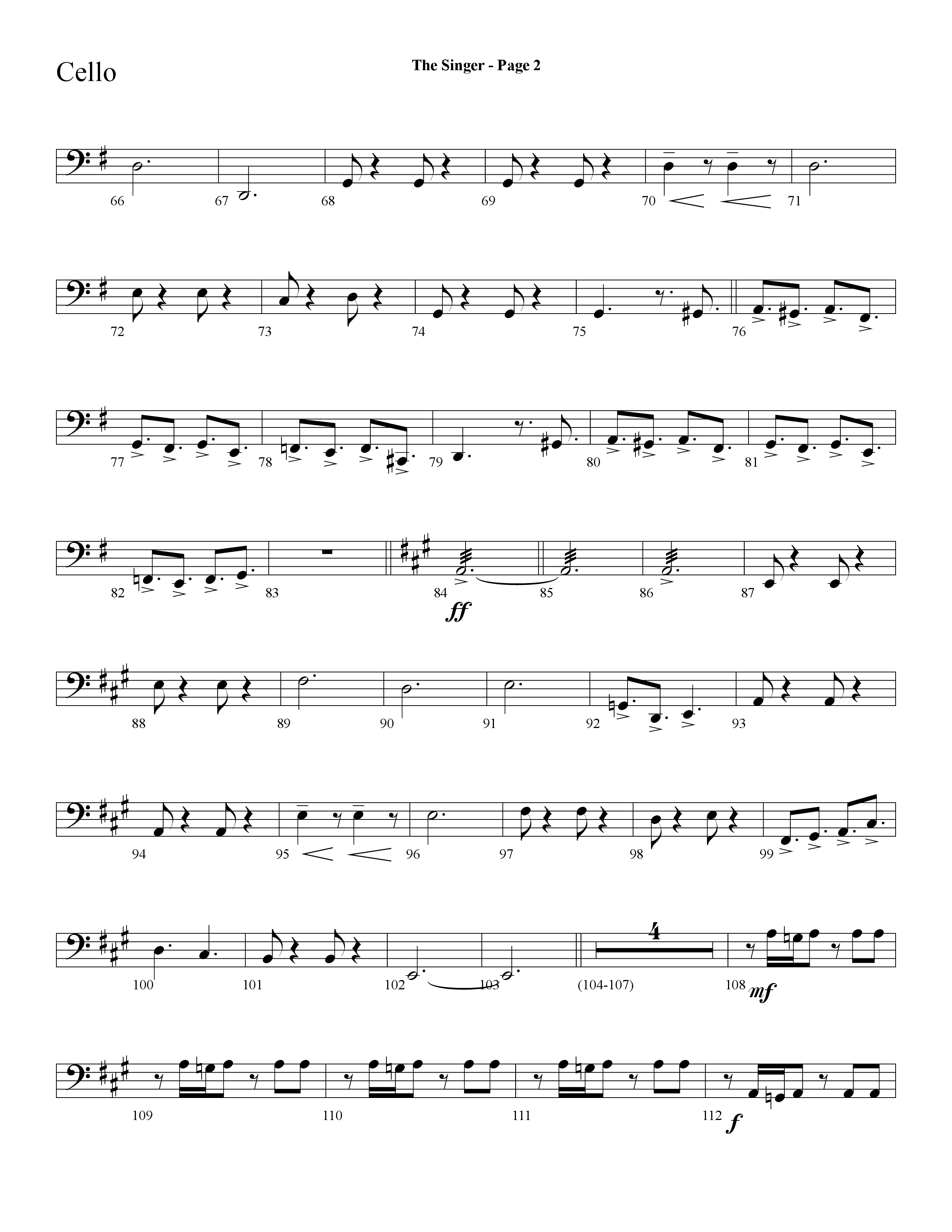The Singer (Let There Be Light) (Choral Anthem SATB) Cello (Lifeway Choral / Arr. Dave Williamson)