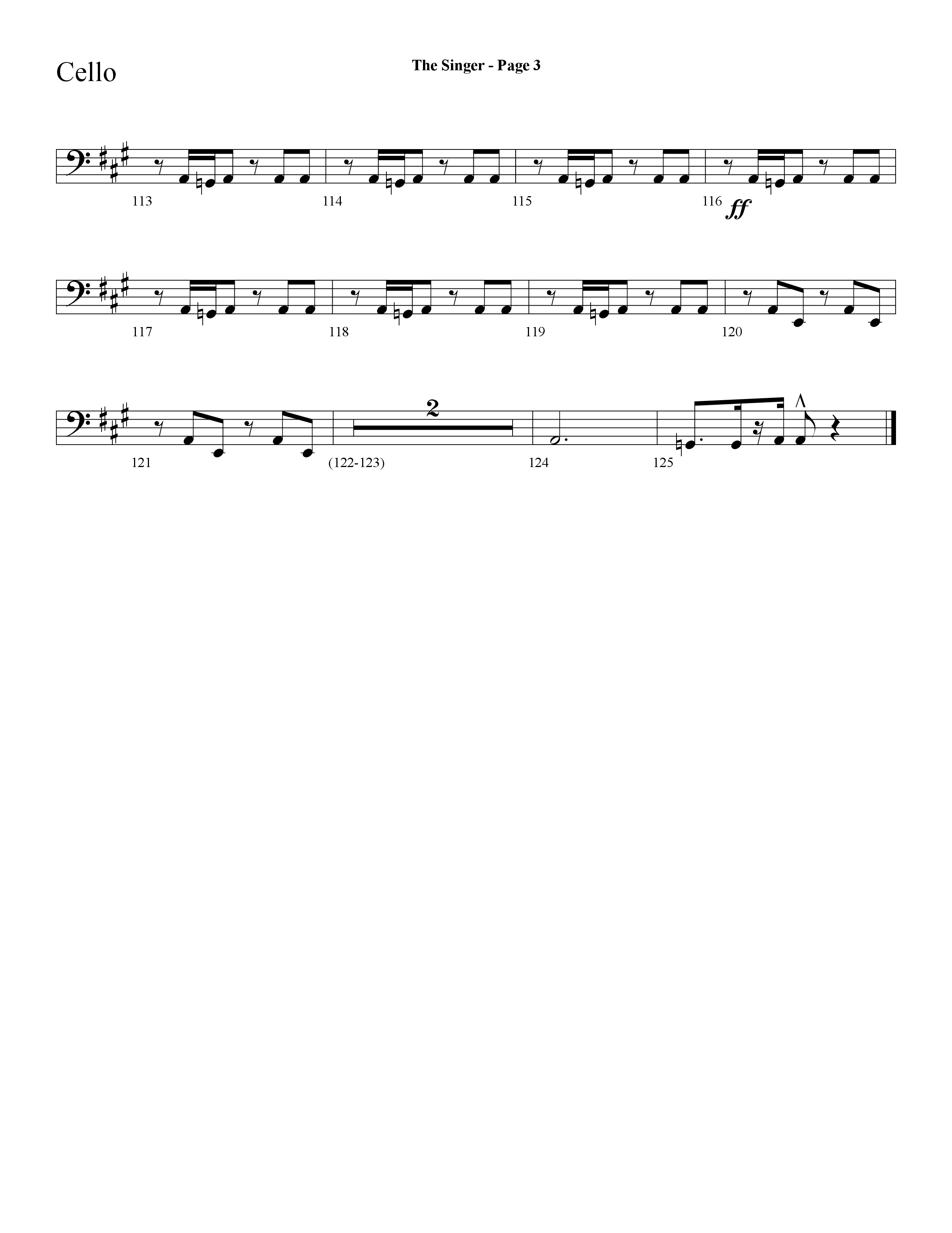 The Singer (Let There Be Light) (Choral Anthem SATB) Cello (Lifeway Choral / Arr. Dave Williamson)