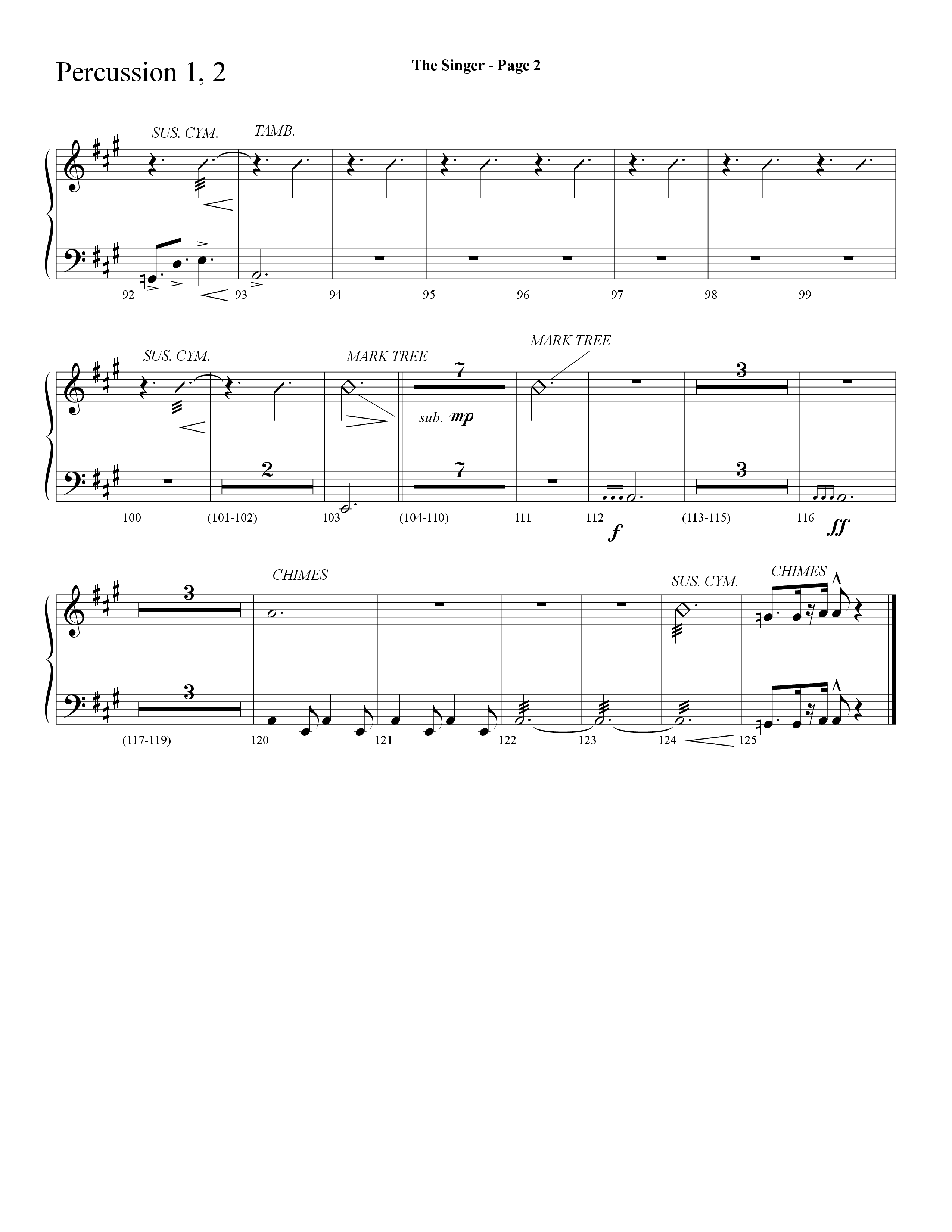 The Singer (Let There Be Light) (Choral Anthem SATB) Percussion 1/2 (Lifeway Choral / Arr. Dave Williamson)