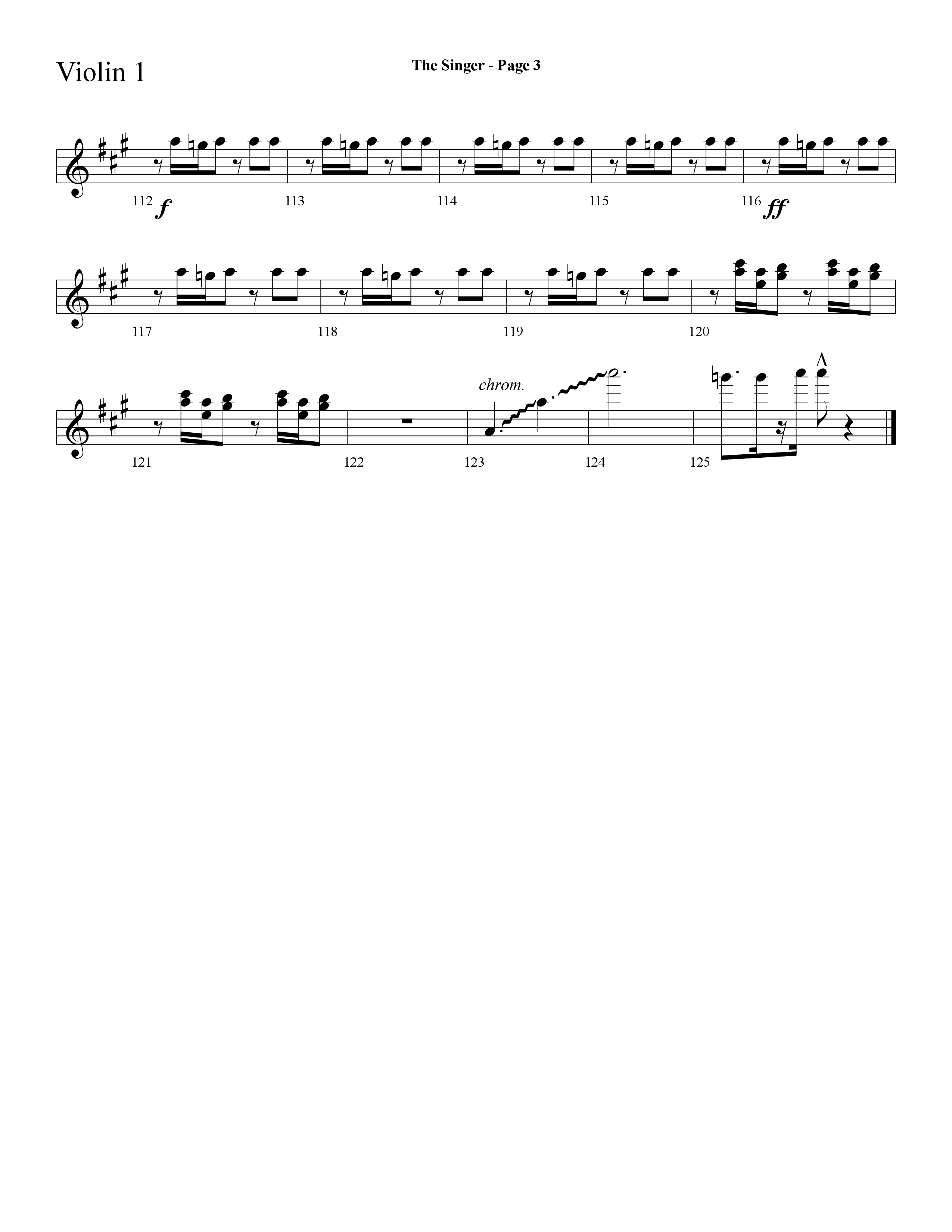 The Singer (Let There Be Light) (Choral Anthem SATB) Violin 1 (Lifeway Choral / Arr. Dave Williamson)