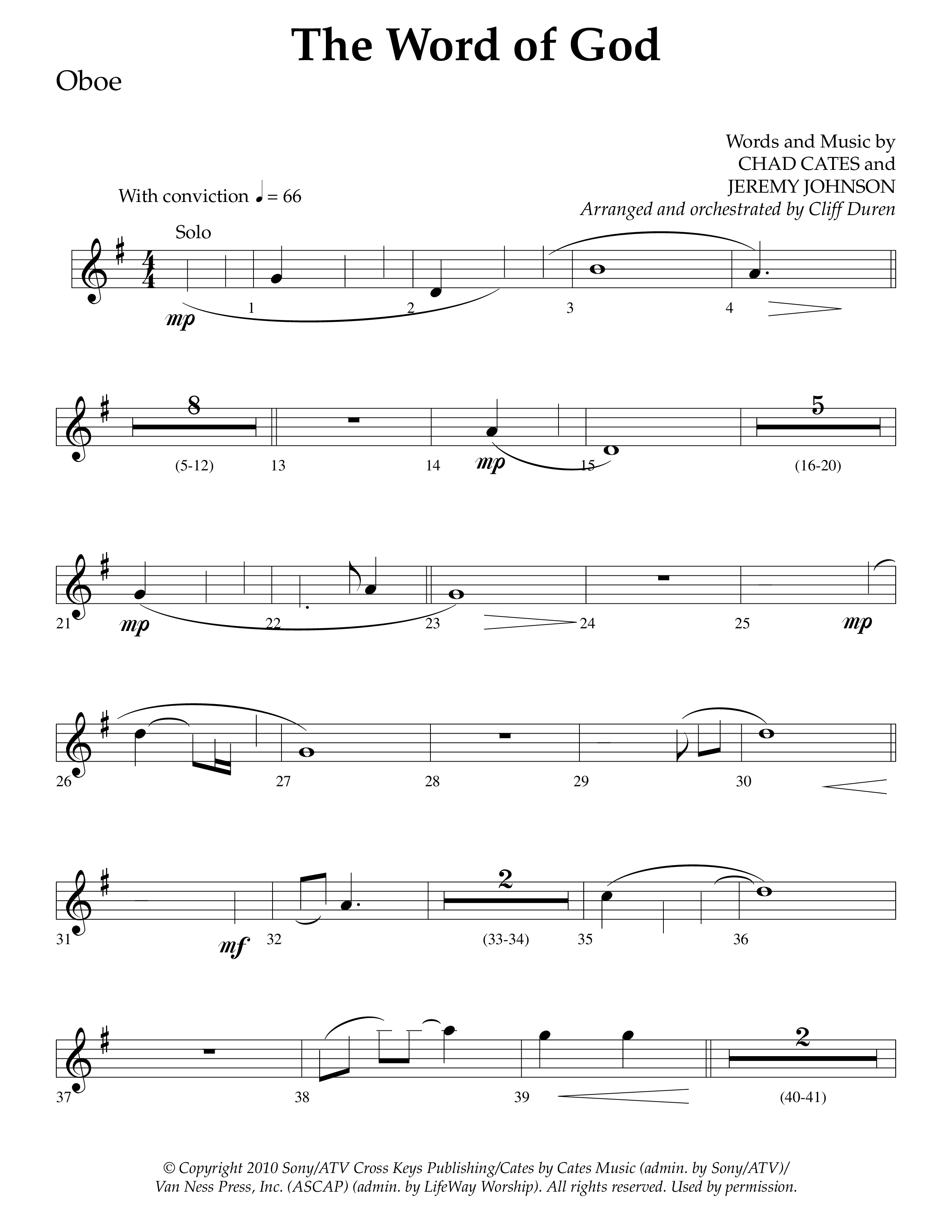 The Word Of God (Choral Anthem SATB) Oboe (Lifeway Choral / Arr. Cliff Duren)