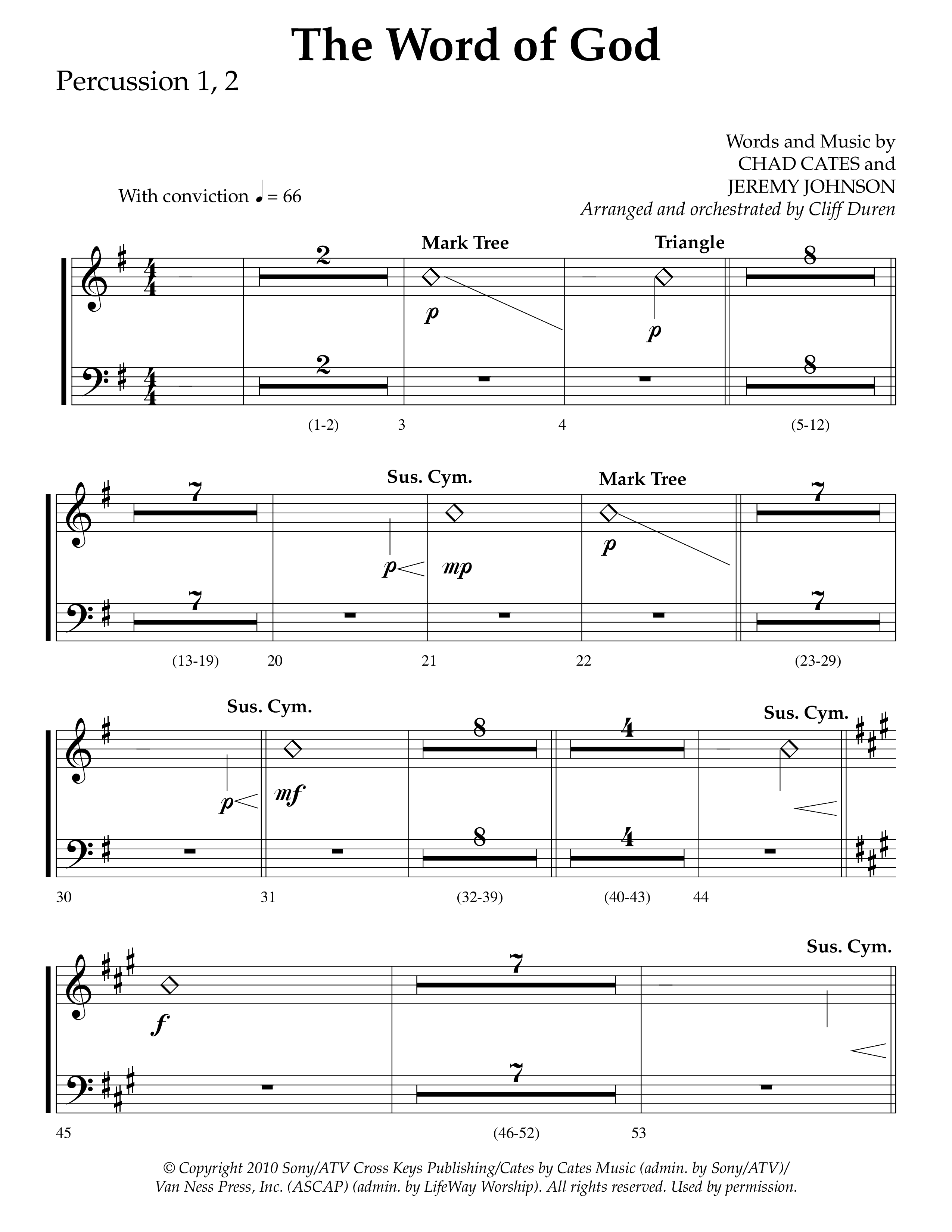 The Word Of God (Choral Anthem SATB) Percussion 1/2 (Lifeway Choral / Arr. Cliff Duren)
