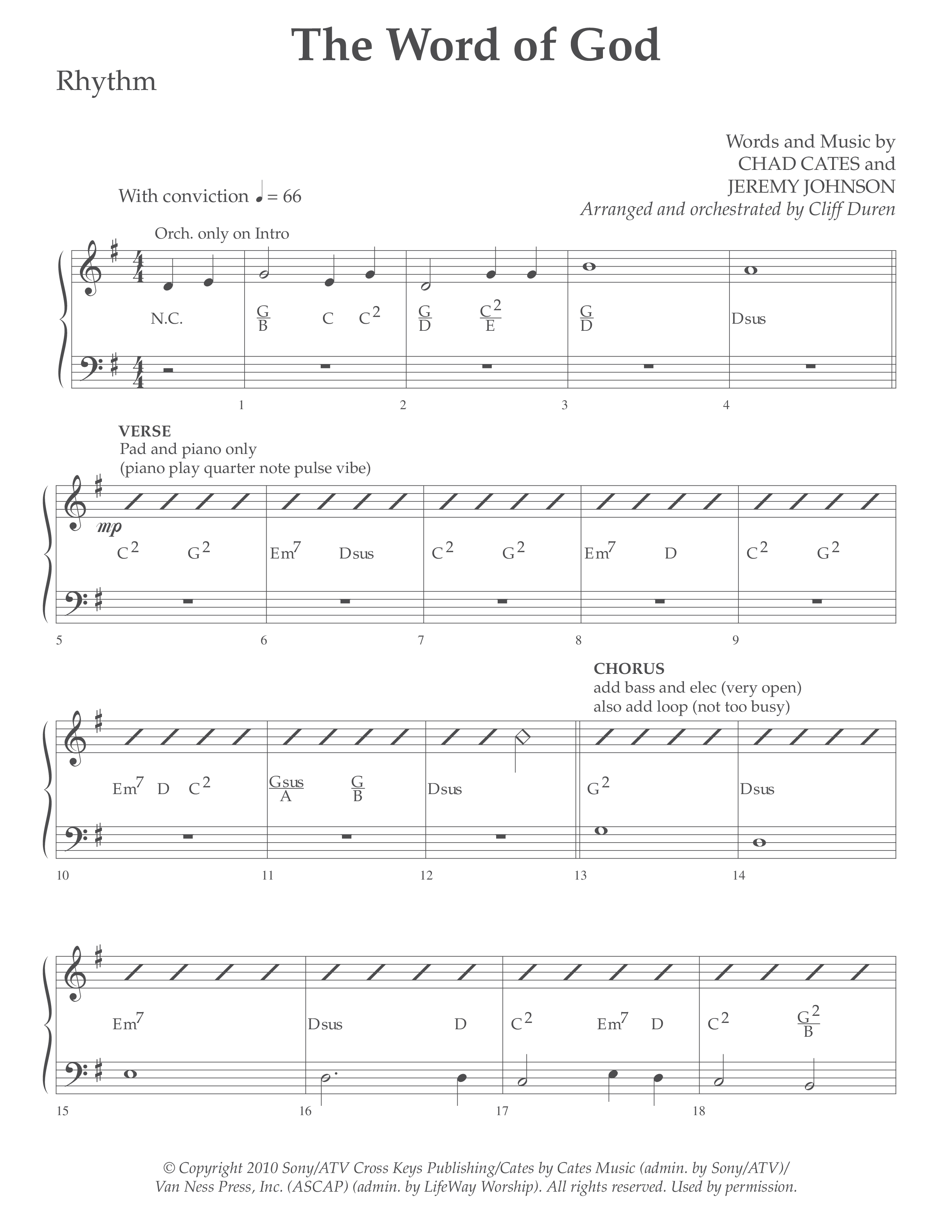 The Word Of God (Choral Anthem SATB) Rhythm Chart (Lifeway Choral / Arr. Cliff Duren)