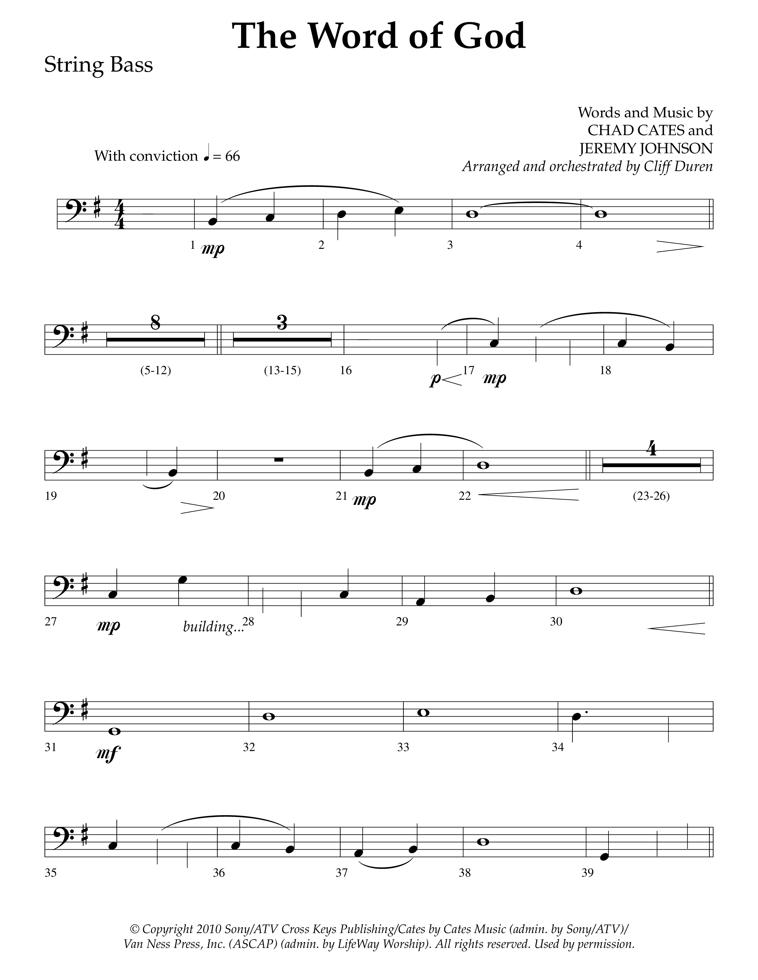The Word Of God (Choral Anthem SATB) String Bass (Lifeway Choral / Arr. Cliff Duren)