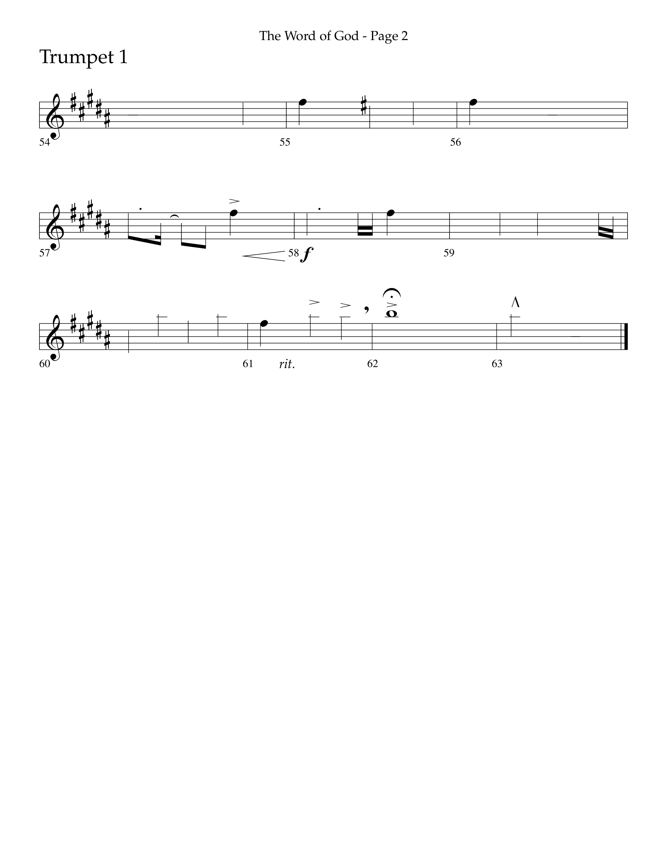 The Word Of God (Choral Anthem SATB) Trumpet 1 (Lifeway Choral / Arr. Cliff Duren)