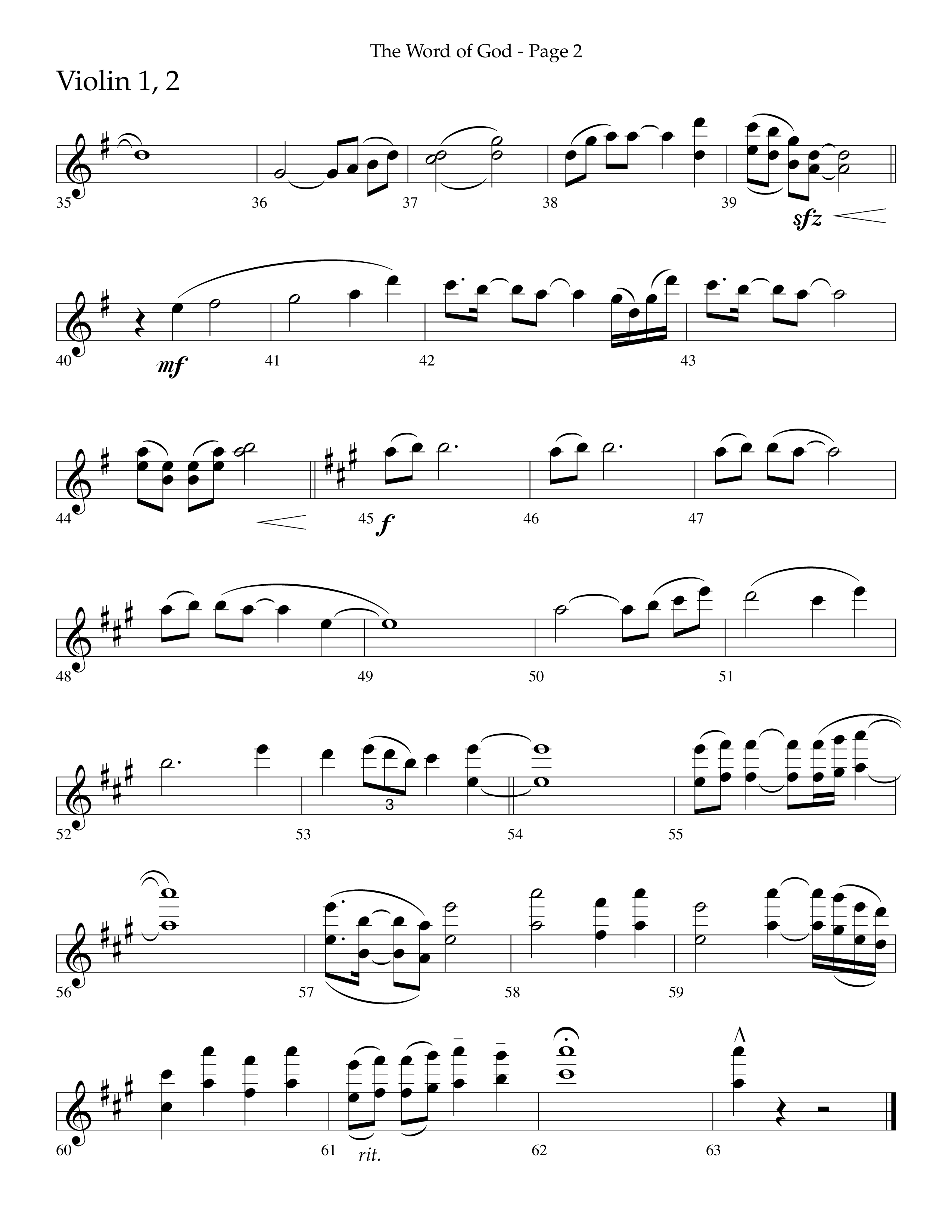 The Word Of God (Choral Anthem SATB) Violin 1/2 (Lifeway Choral / Arr. Cliff Duren)