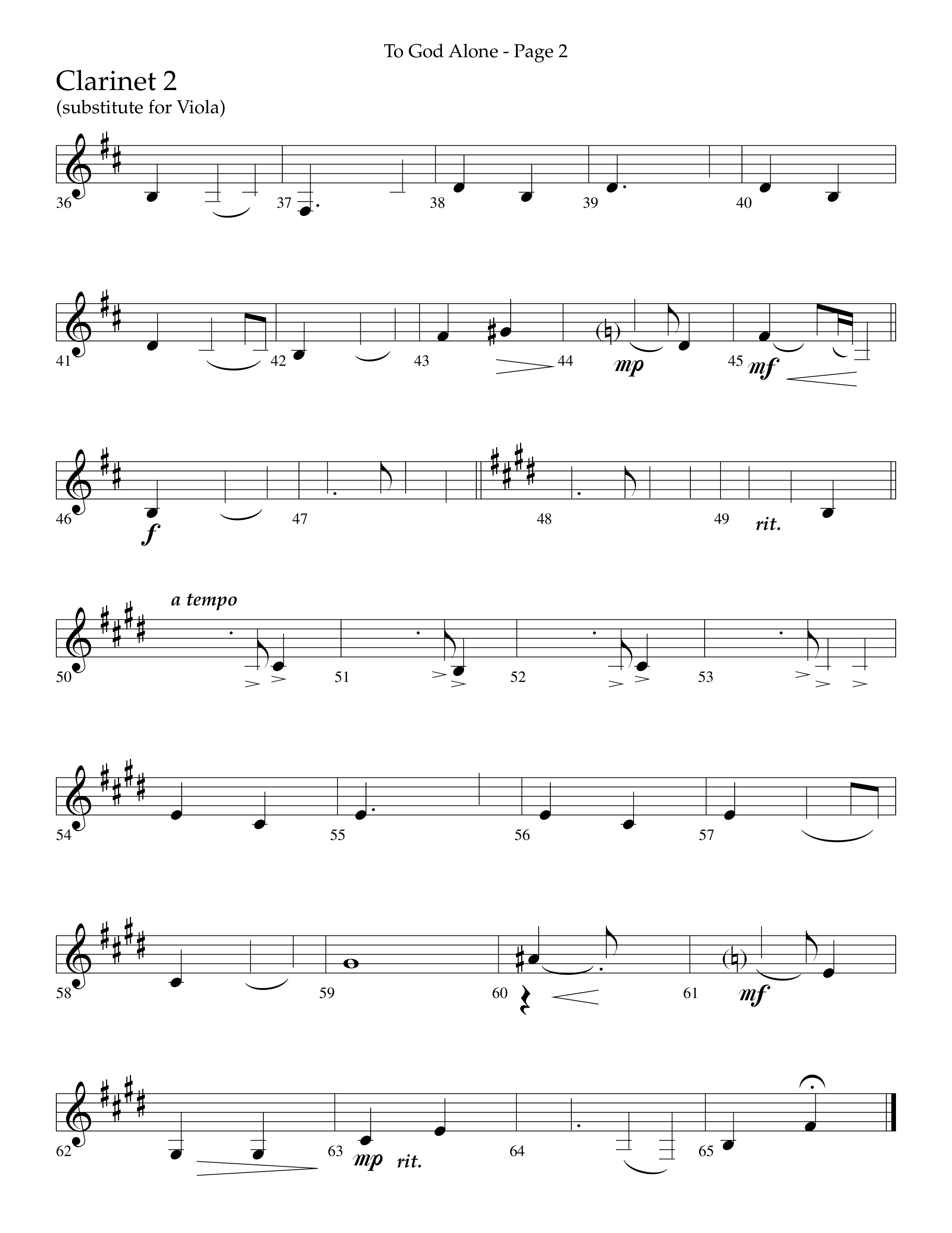 To God Alone (Choral Anthem SATB) Clarinet 1/2 (Lifeway Choral / Arr. Russell Mauldin)