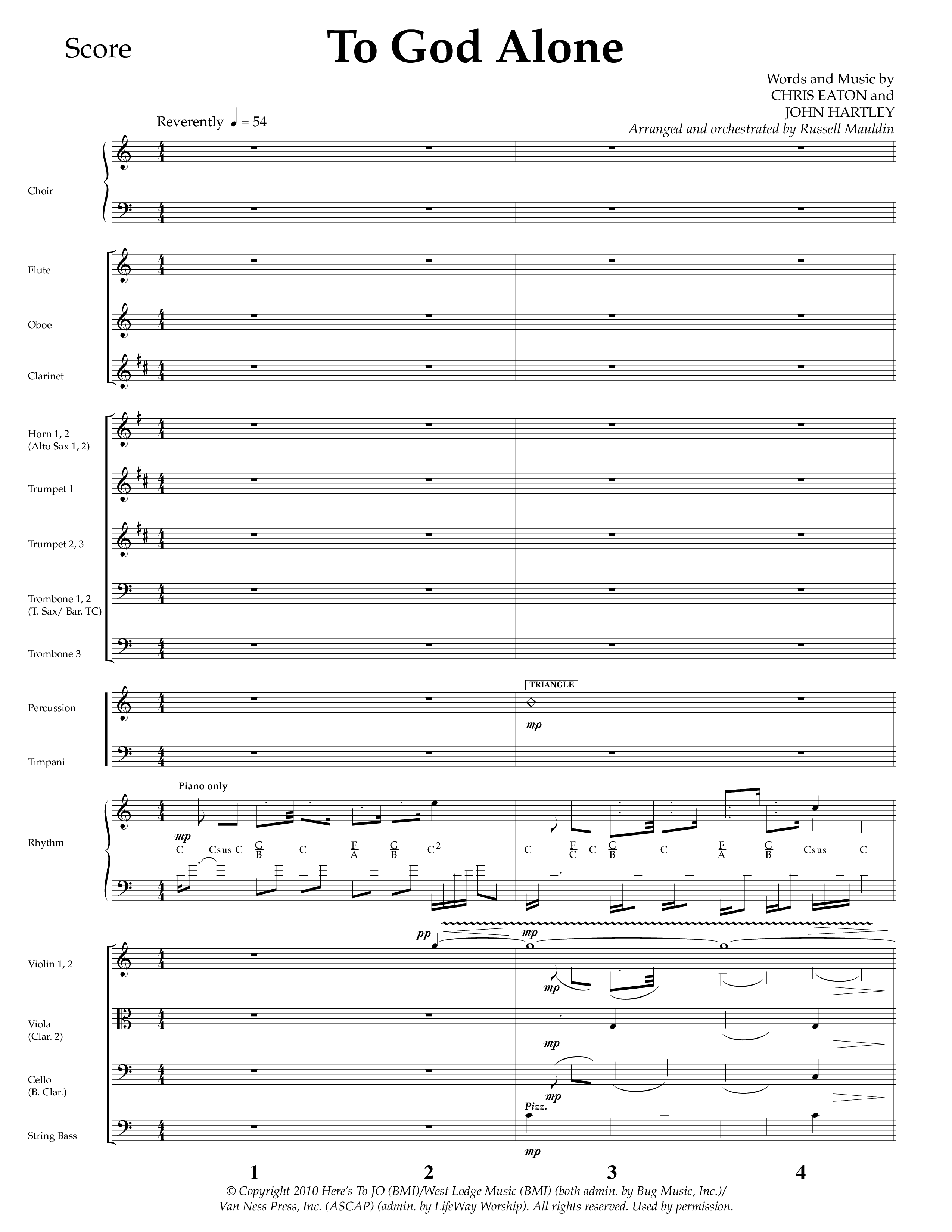 To God Alone (Choral Anthem SATB) Orchestration (Lifeway Choral / Arr. Russell Mauldin)