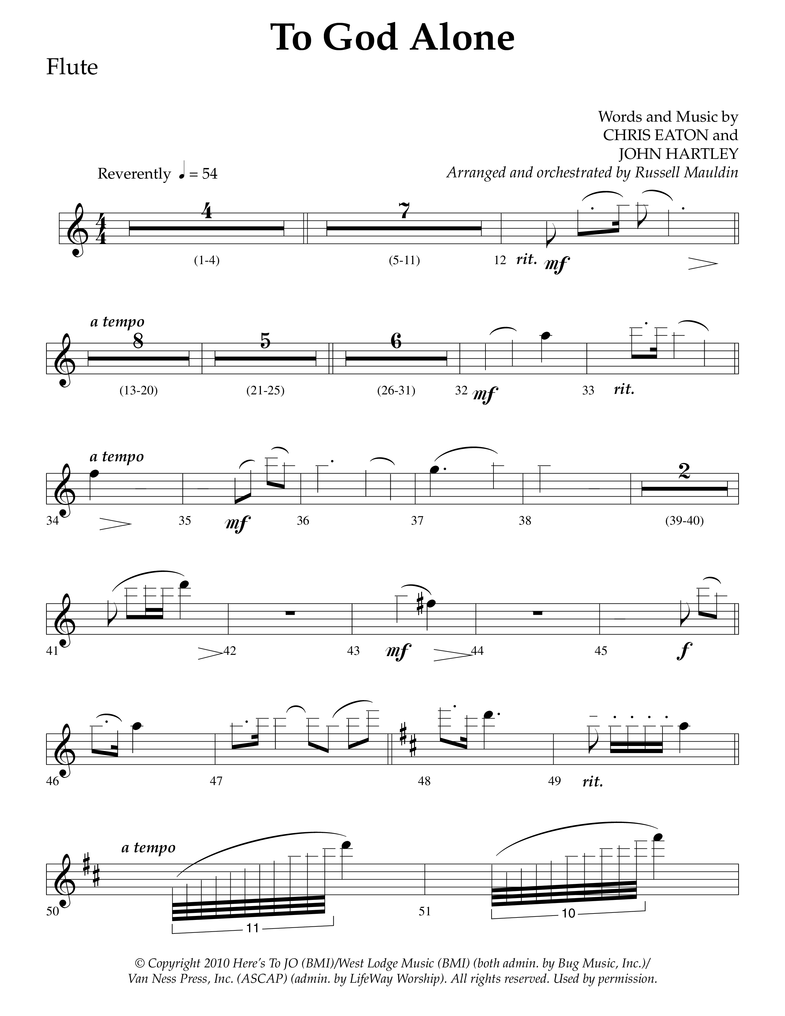To God Alone (Choral Anthem SATB) Flute (Lifeway Choral / Arr. Russell Mauldin)