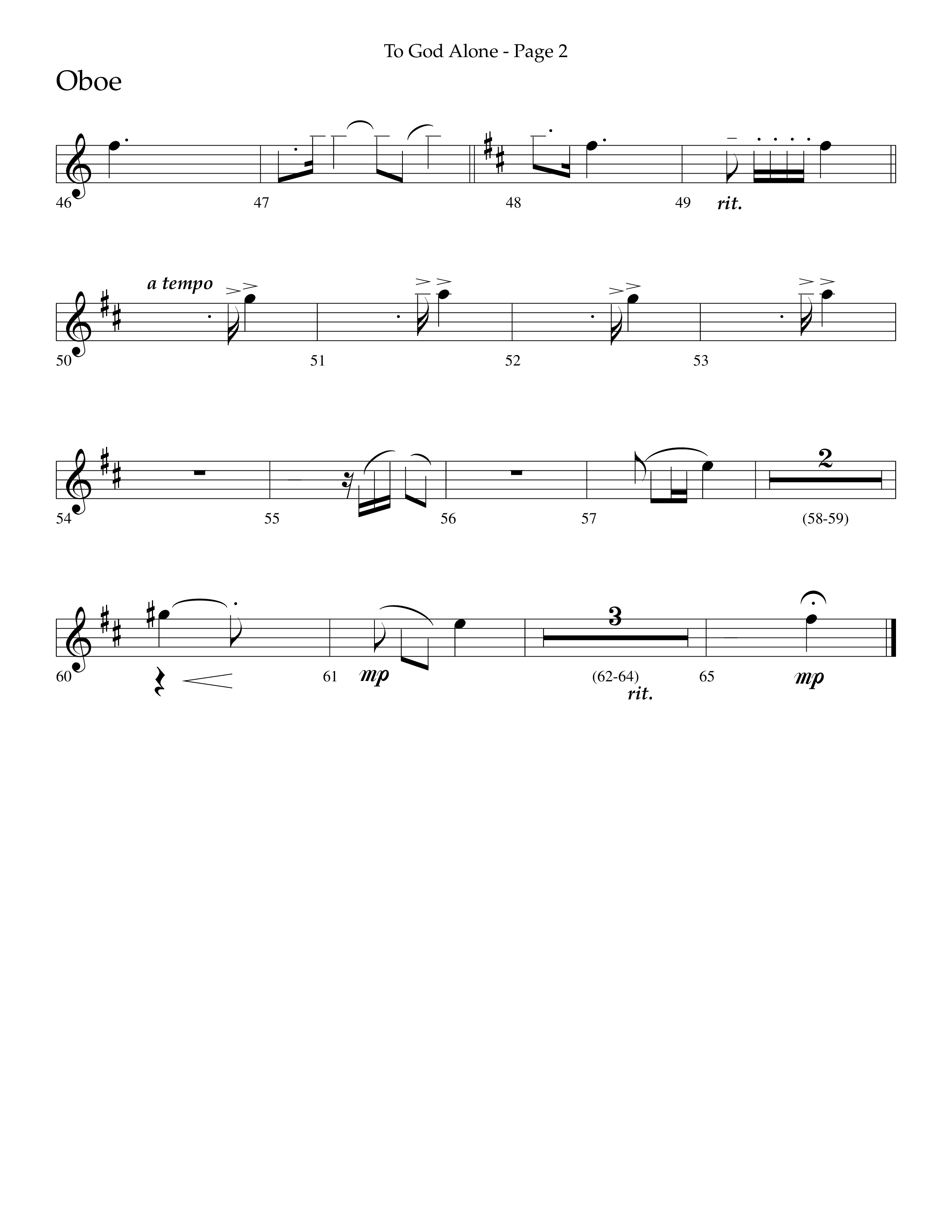 To God Alone (Choral Anthem SATB) Oboe (Lifeway Choral / Arr. Russell Mauldin)