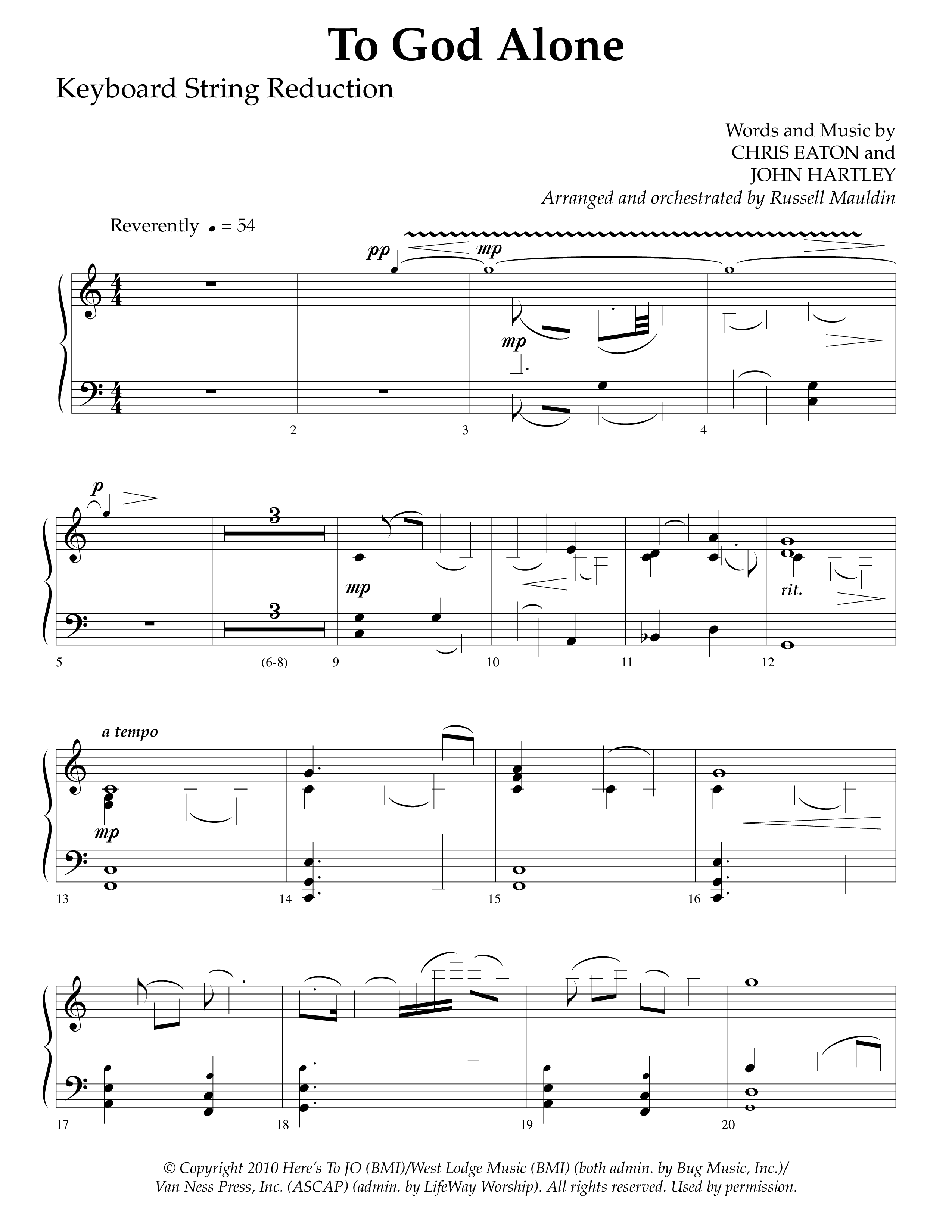 To God Alone (Choral Anthem SATB) String Reduction (Lifeway Choral / Arr. Russell Mauldin)