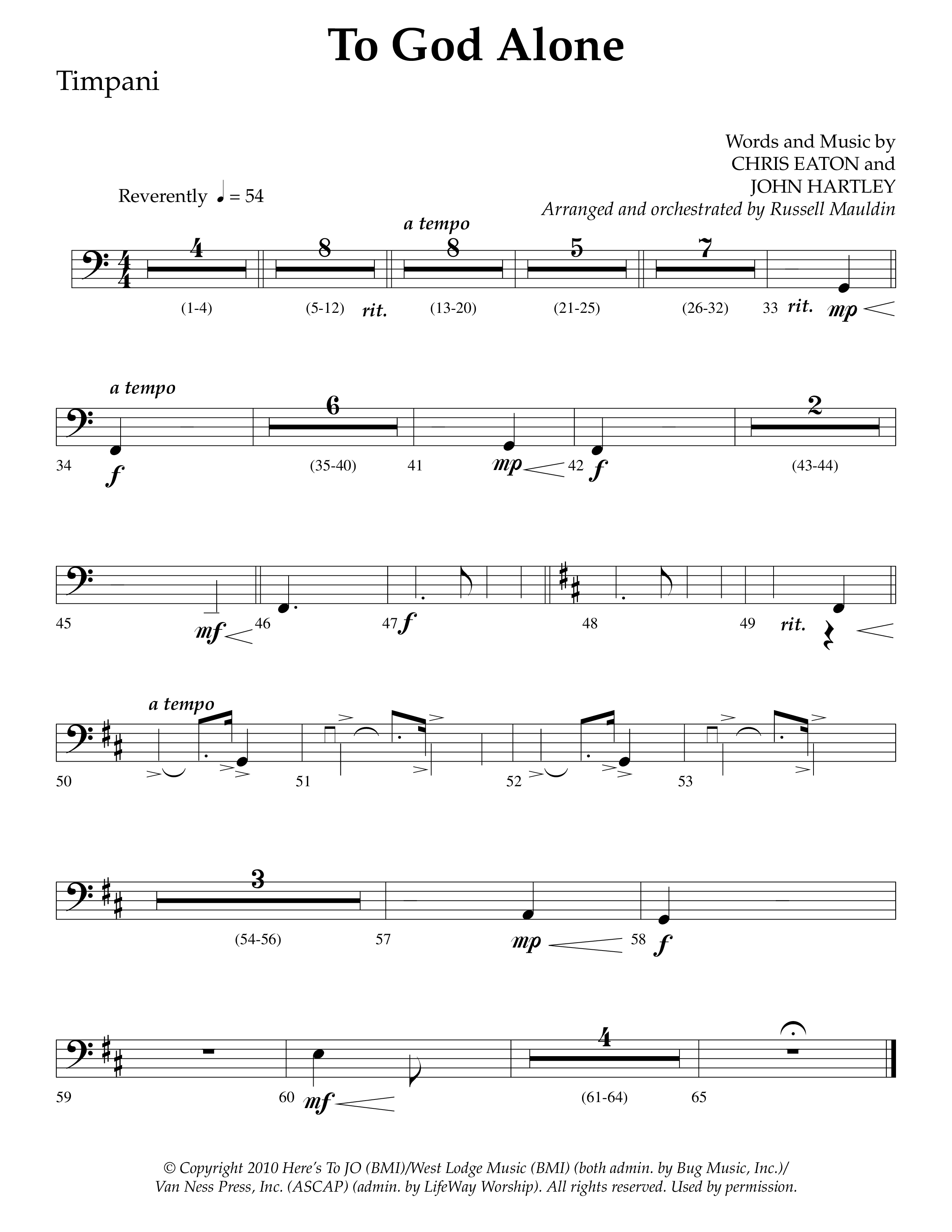 To God Alone (Choral Anthem SATB) Timpani (Lifeway Choral / Arr. Russell Mauldin)